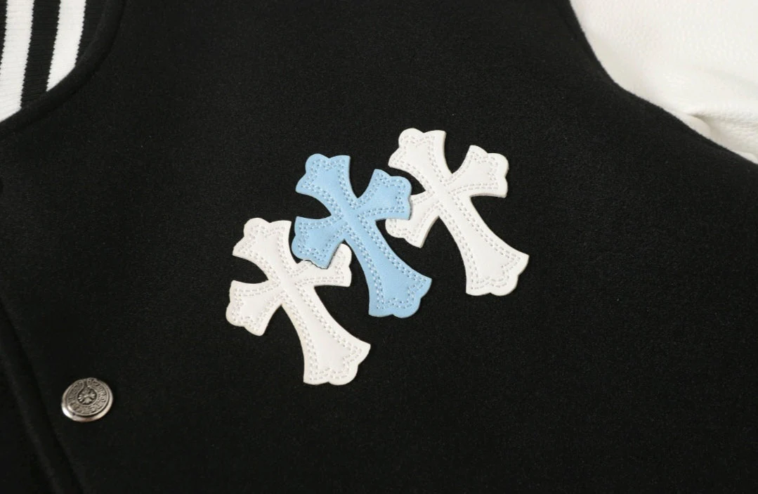Chrome Hearts Black White Street Style Baseball Coat 0002