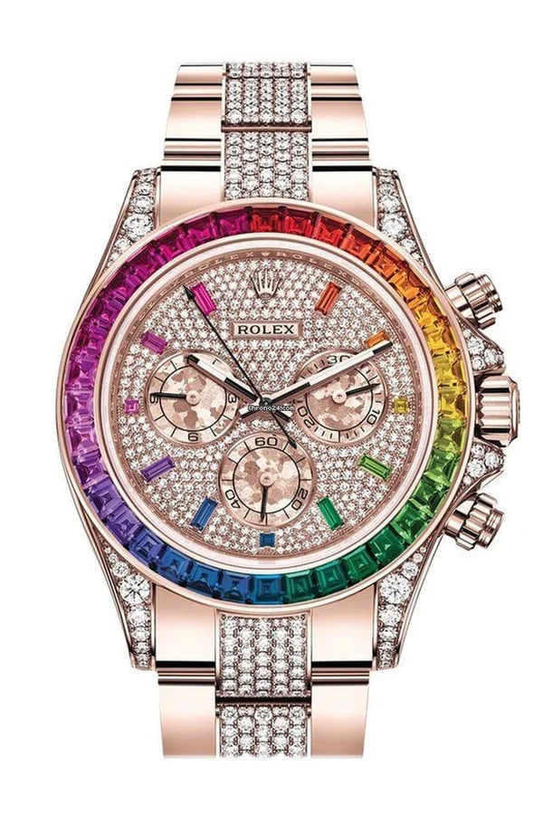 [Super Clone]Rolex Cosmograph Everose Daytona Factory Diamond Rainbow Edition 116595RBOW