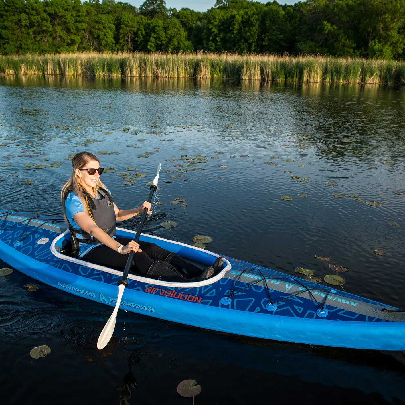 Advanced Elements Airvolution? - Recreational Inflatable Kayak with Pump - 13 Ft - Blue