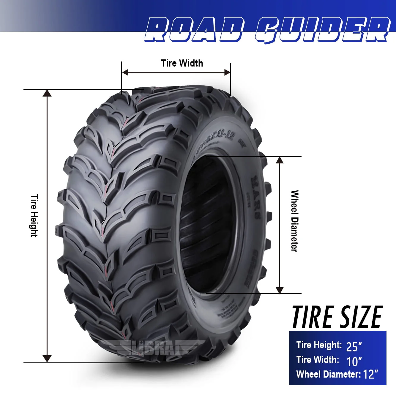 Roadguider ATV/UTV Tires 25x10 - 12 6PR 10273, Set 2