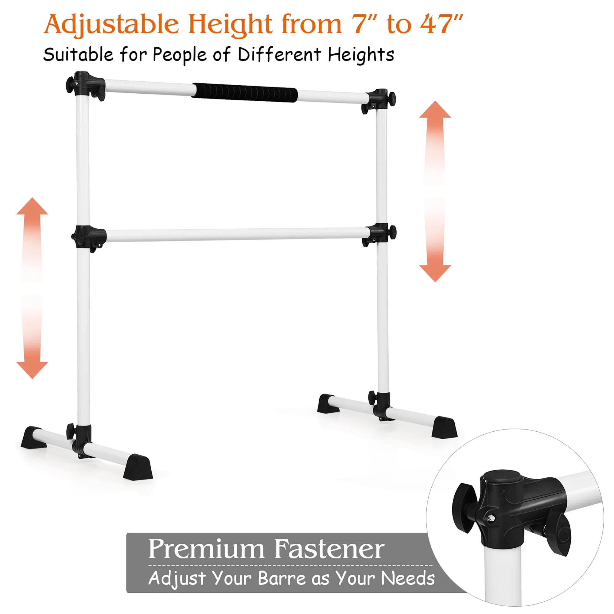 4ft Portable Ballet Barre Freestanding Adjustable Double Dance Bar Silver Image 7