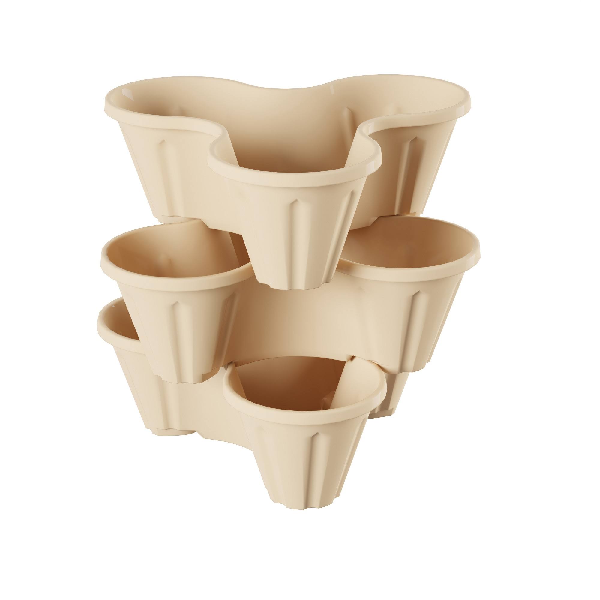 Nature Spring - Stacking Planter Tower- 3-Tier Space Saving Flower Pots- Set of 3 Indoor/Outdoor Planter - Sand Stone