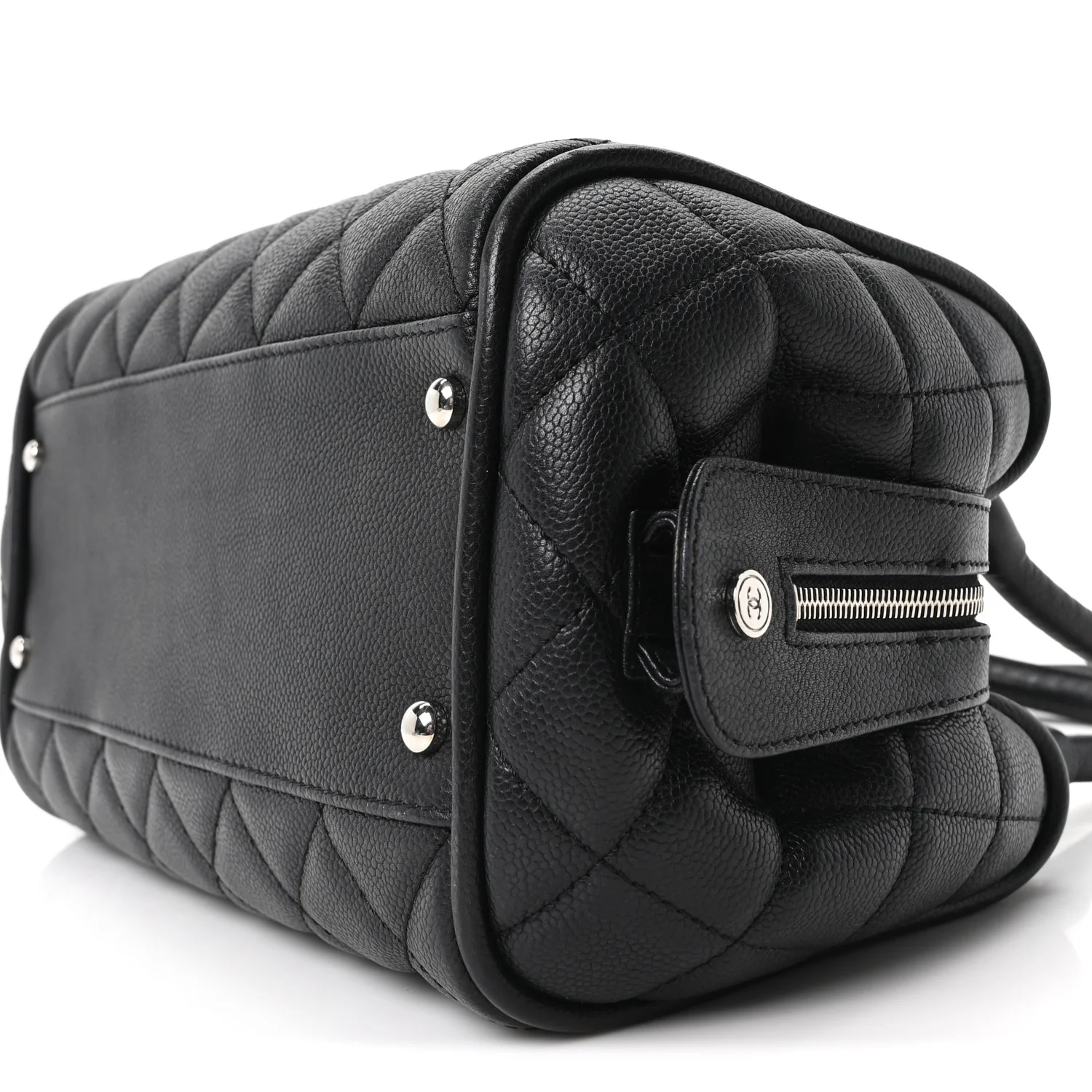 Caviar Quilted Timeless Bowler Black