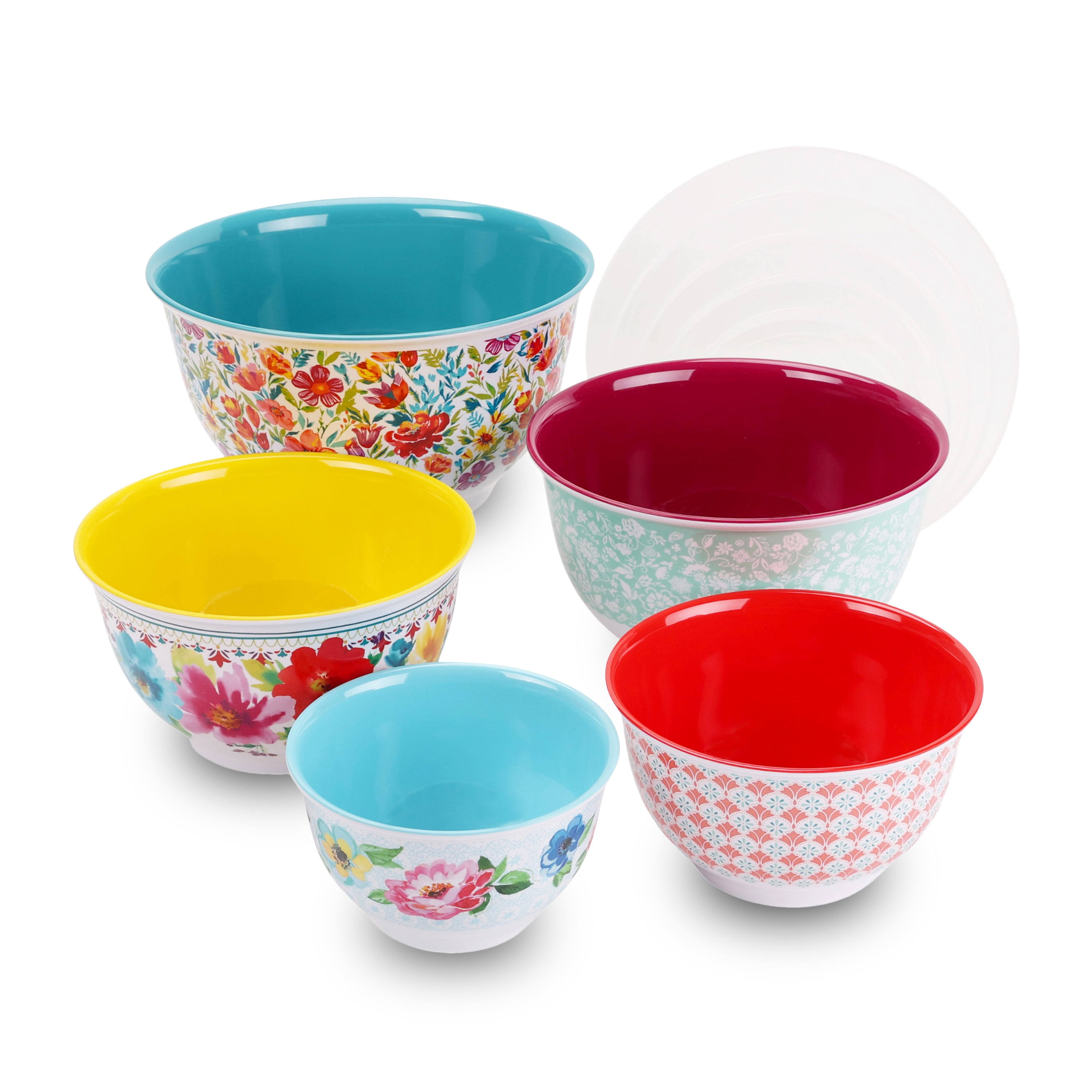 The Pioneer Woman Melamine Mixing Bowl Set, 10-Piece Set (Petal Party)