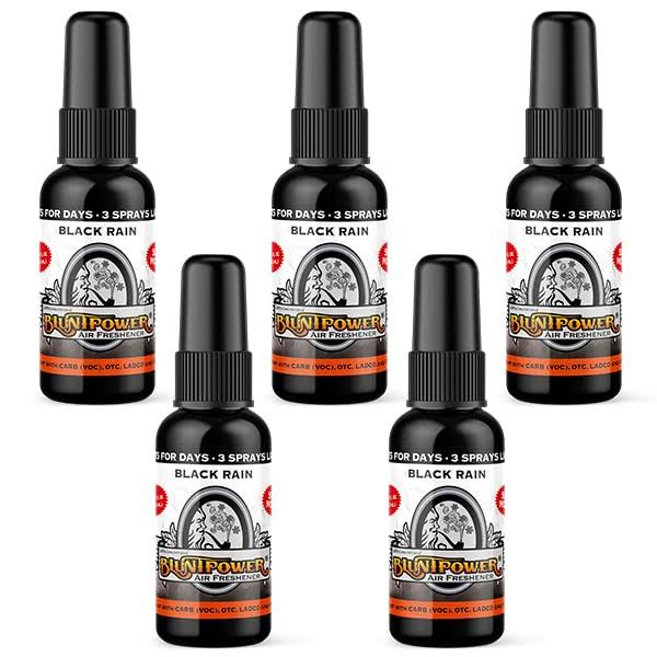 BluntPower (Black Rain, 5 Pack) Concentrated Air Freshener - Premium Oil Based Air Freshener Spray for Home and Car - Long-Lasting Bathroom Spray, Car