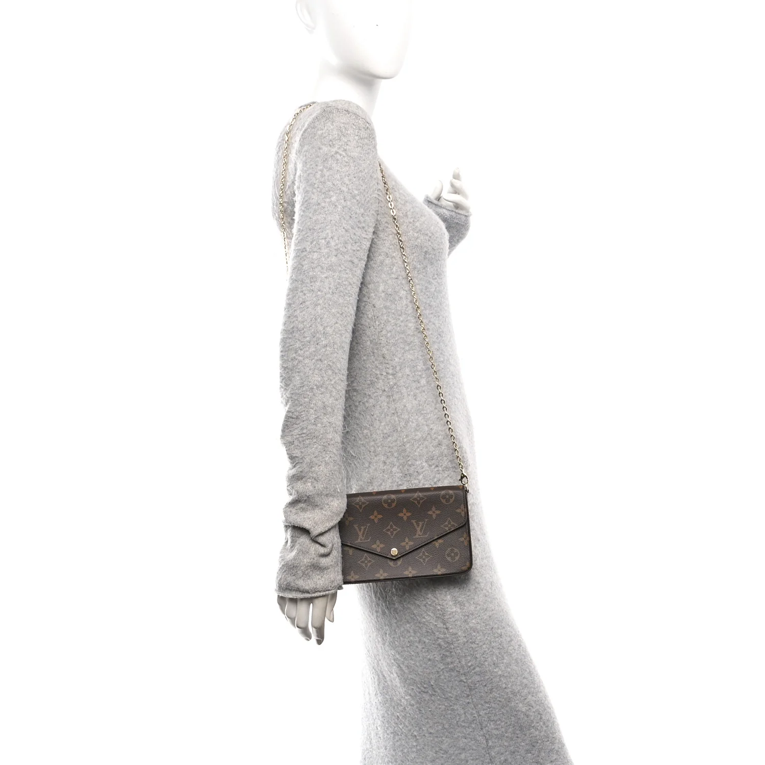 Monogram Pochette Felicie Chain Wallet Fuchsia