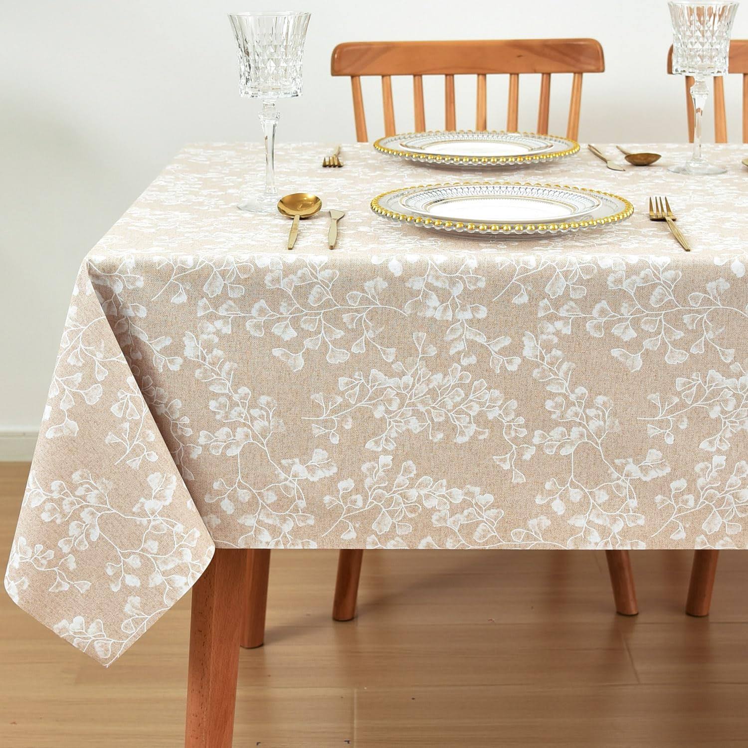 LOHASCASA Heavy Duty Vinyl Oilcloth Tablecloth PVC Waterproof Plastic Wipeable Spillproof Peva Tablecloth for Spring Outdoor Camping Picnic