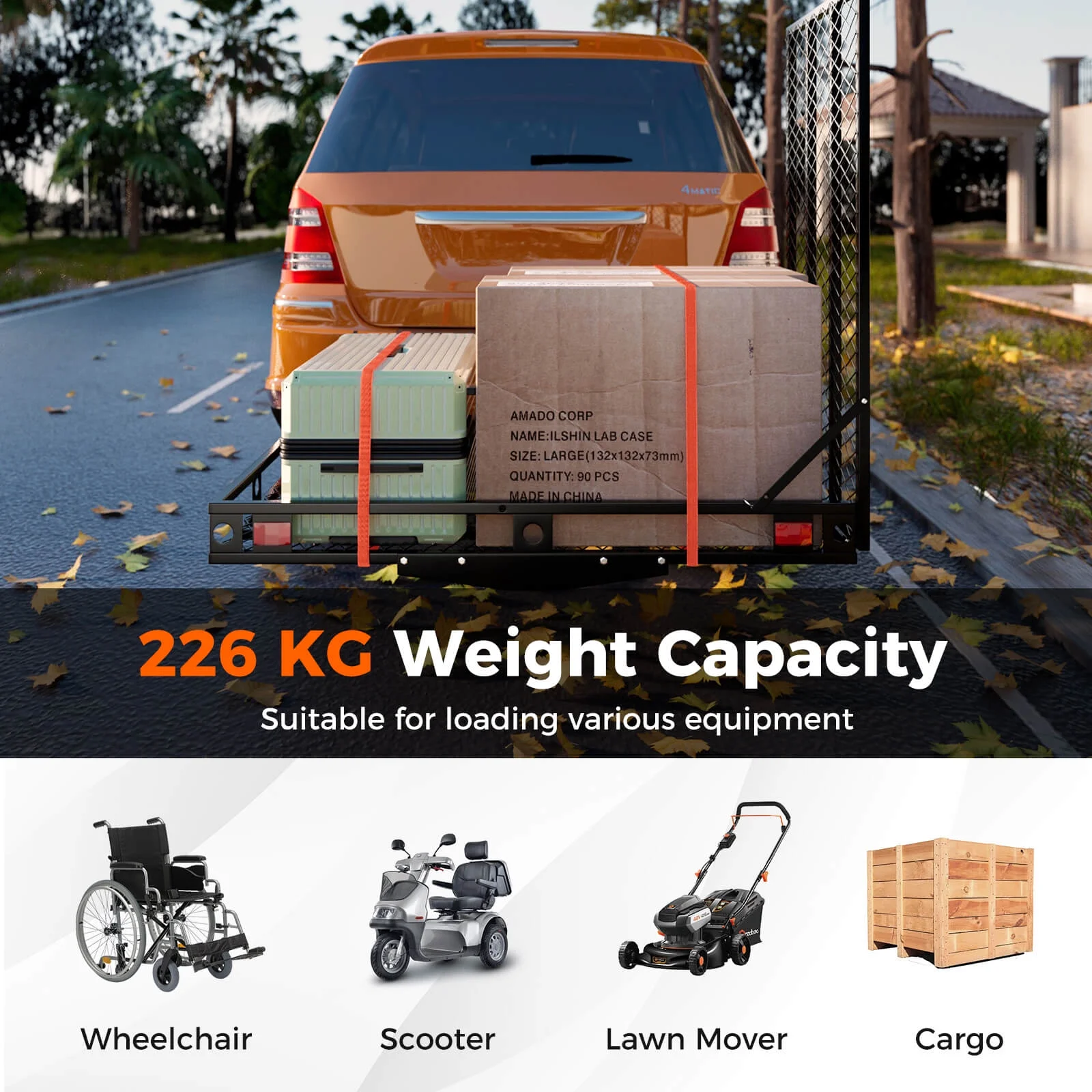 Costway 500 lb Strong Wheelchair Hitch Carrier Mobility Electric Scooter Loading Ramp