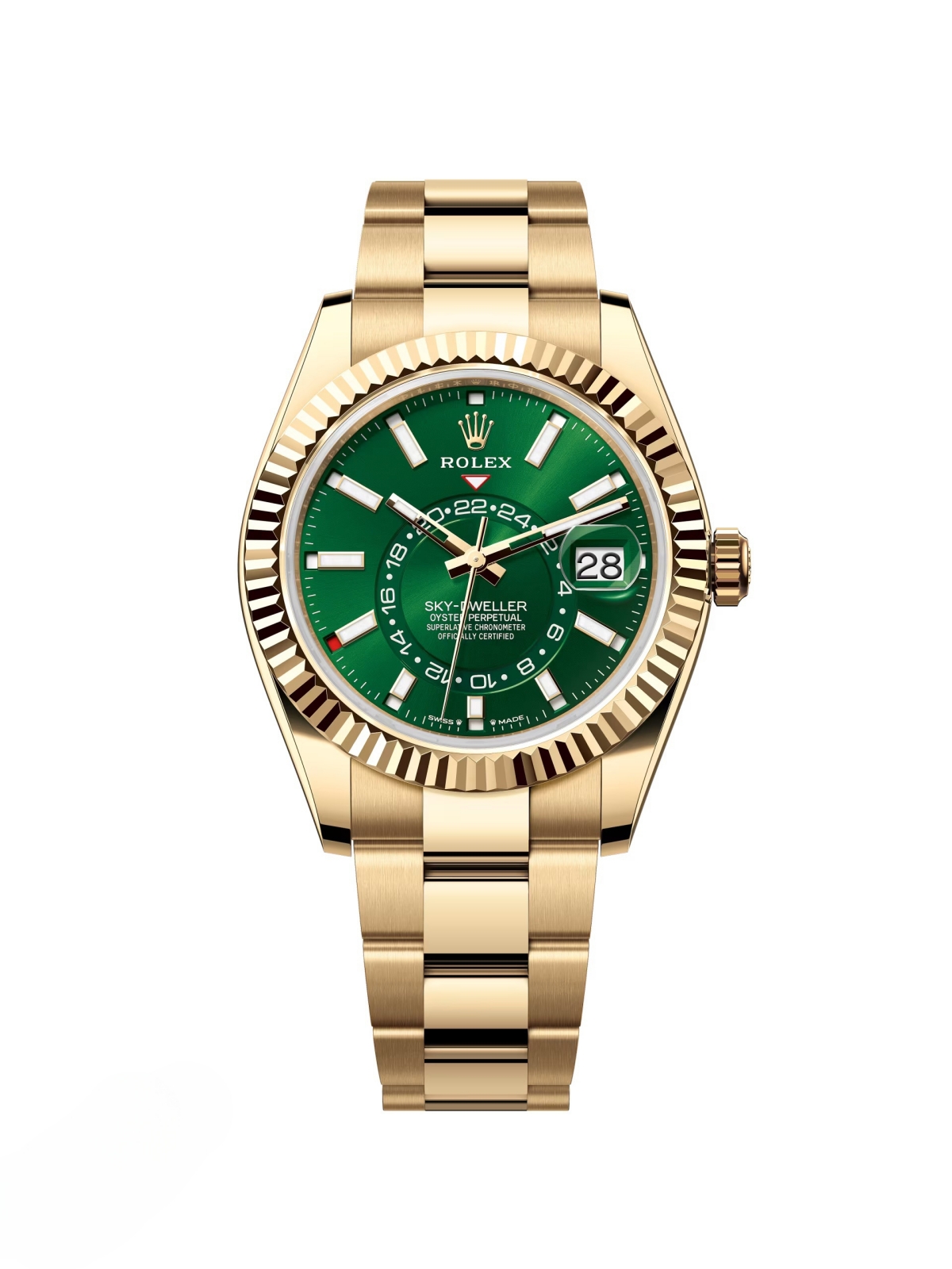 [Super Clone]RLX  Sky-Dweller 42mm Yellow Gold Bright Green Dial Oyster - 336938 - New 2025 Release【Super Clone】