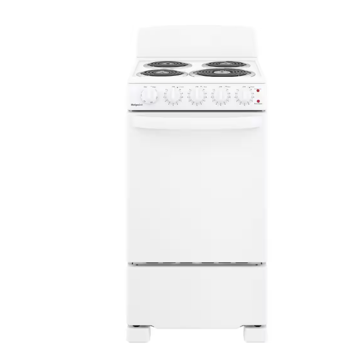 Cuisinière électrique autoportante blanche à 4 brûleurs de 51 cm (20 po)