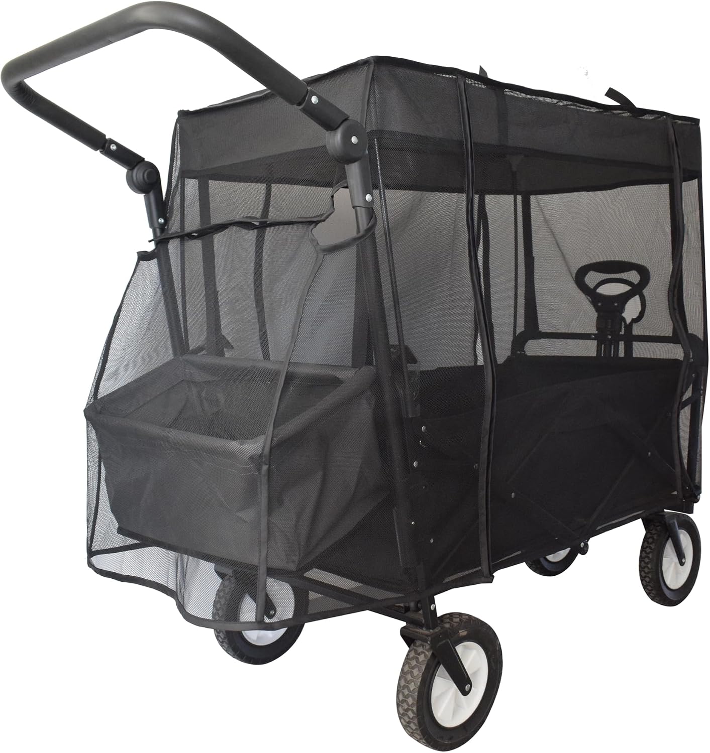 Mosquito Net for Wagon Universal, Bug Net Cover for Collapsible Beach Folding Utility Kids Grocery Push Pull Stroller Wagon Cart Accessories Attachment Foldable Sun Shade for Camping