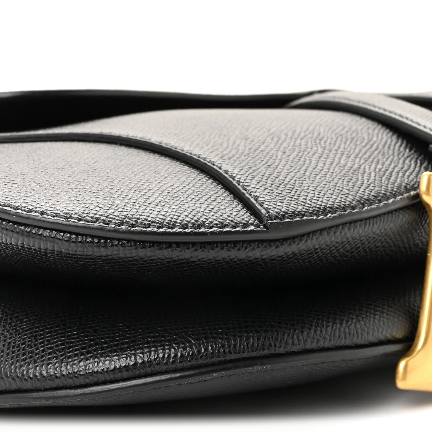 Grained Calfskin Saddle Bag With Strap Black