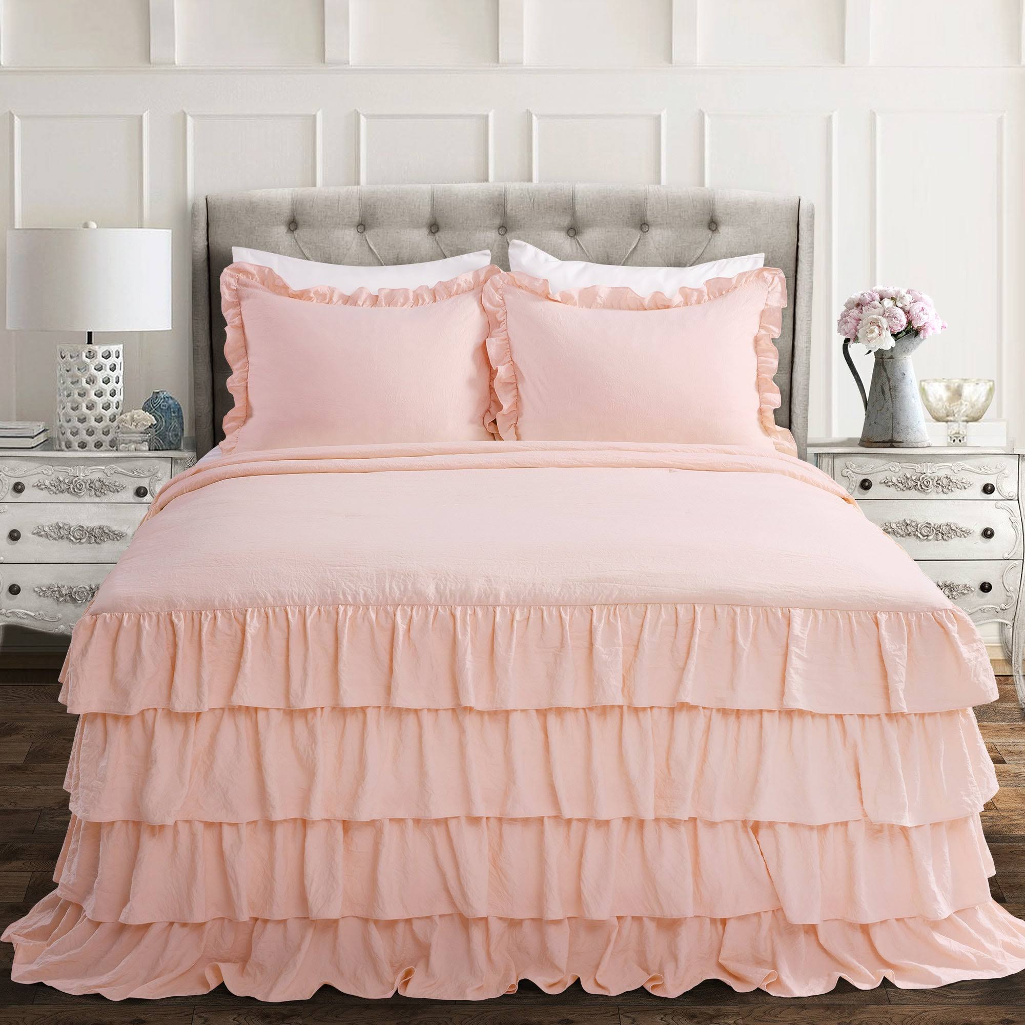Lush Decor Allison Ruffle Skirt Bedspread Blush Set Full