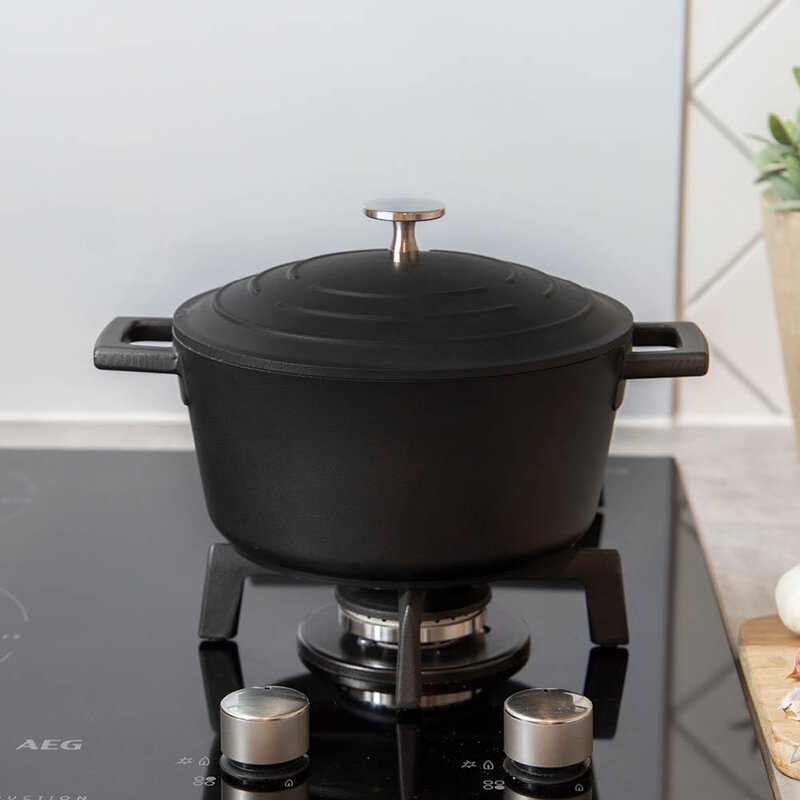 Cast Aluminium gryte 2,5L med selvøsende lokk svart