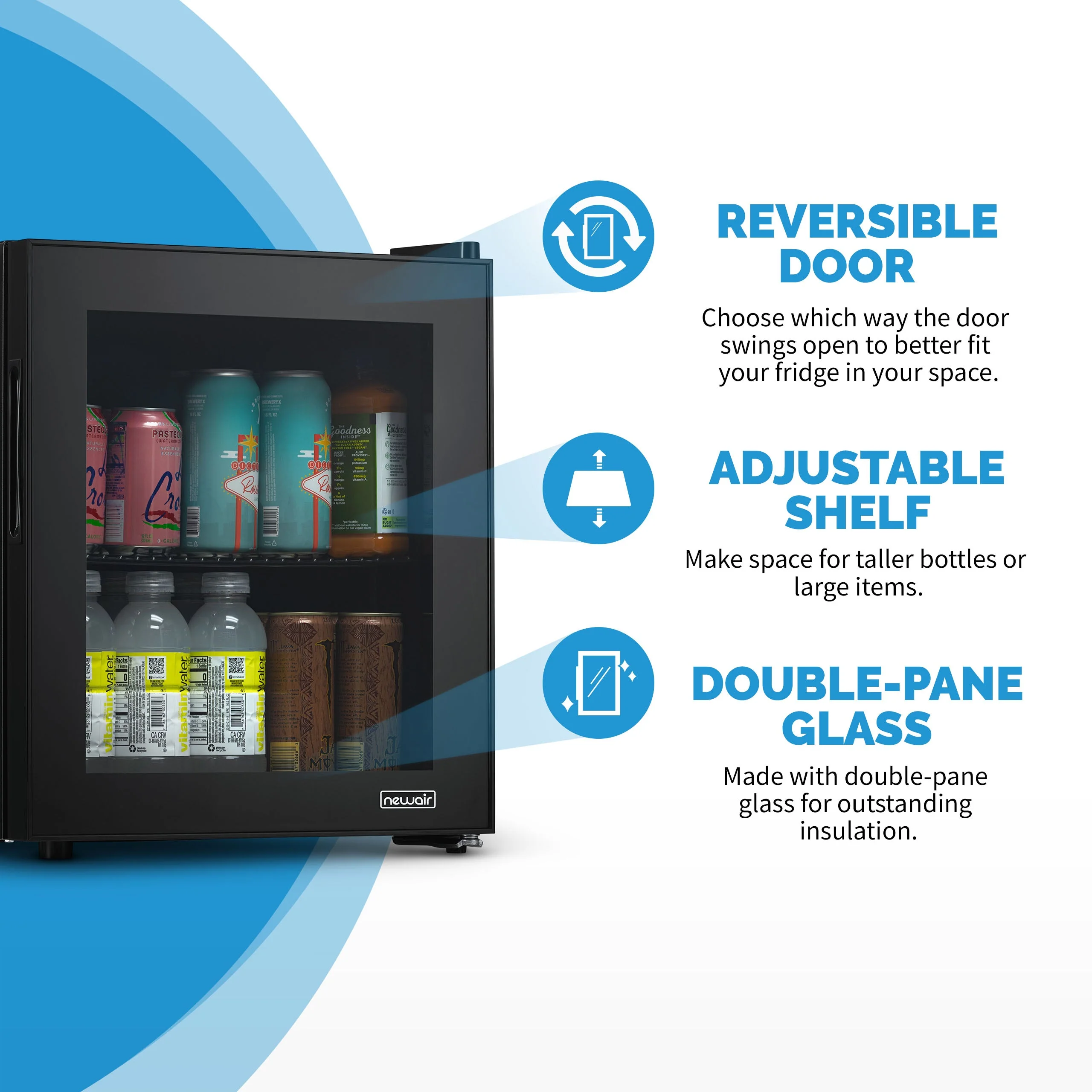 Newair 60-Can Freestanding Black Beverage Fridge - 16.75