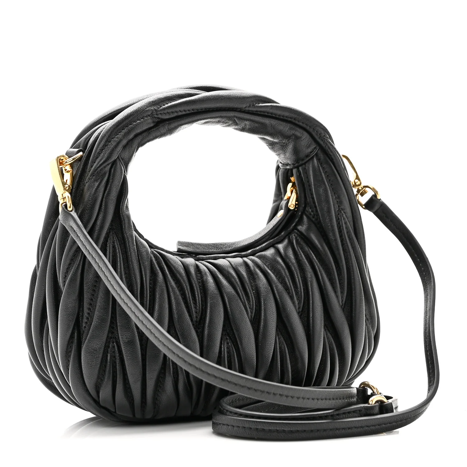 Nappa Matelasse Mini Wander Hobo Black