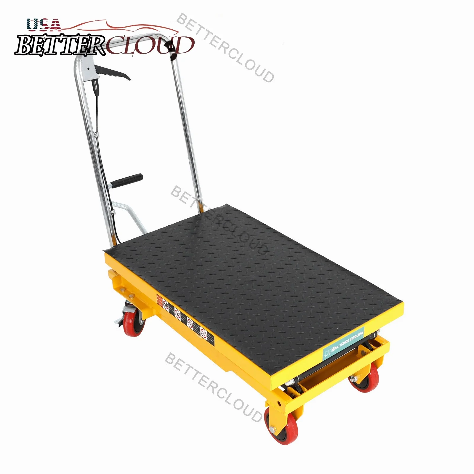 330 lbs Hydraulic Lift Table Cart Manual Double Scissor Lift Table 50" - Image 7