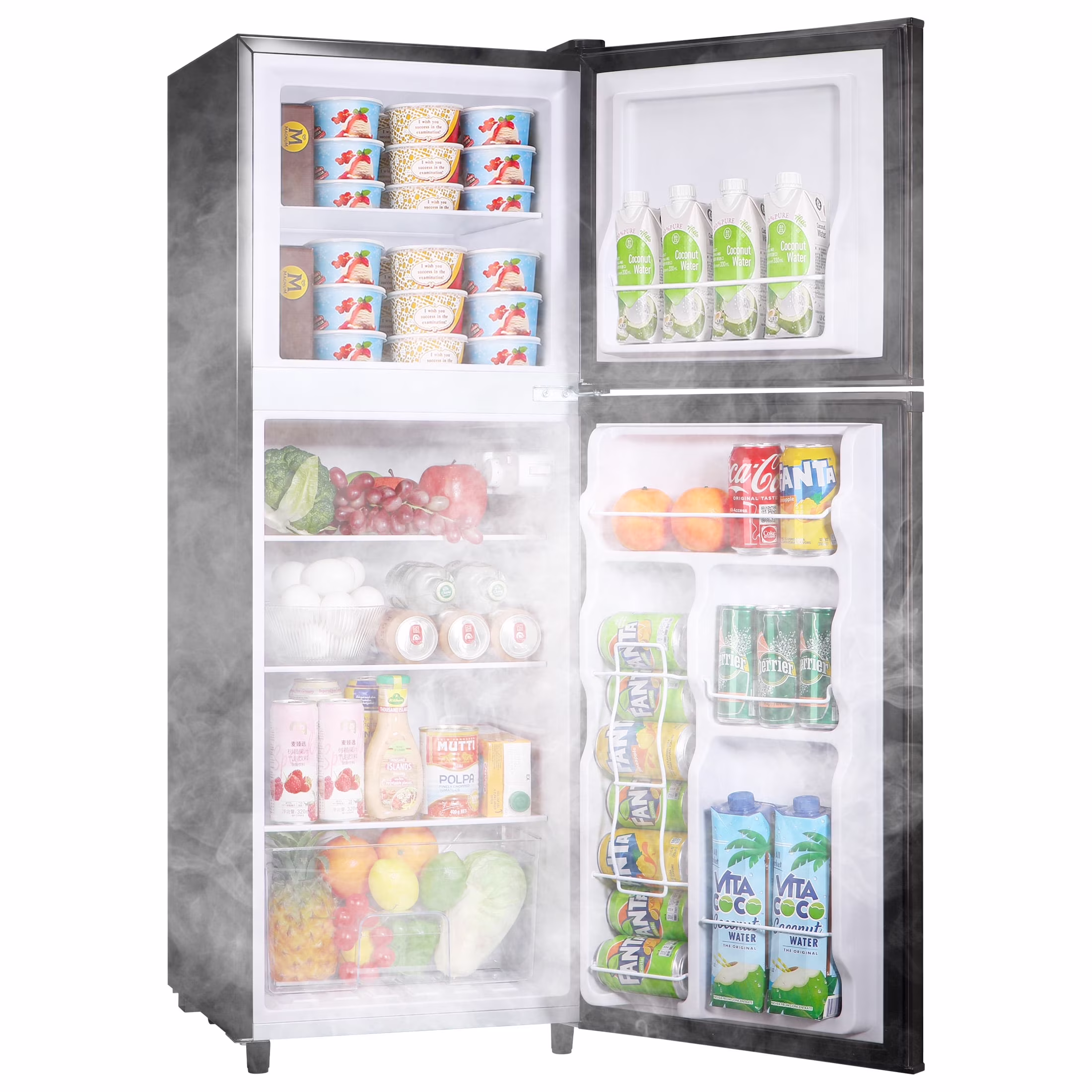 4.5 Cu. ft. Compact Refrigerator 2 Door with Freezer,5 Adjustable Thermostat 4 Removable Glass Shelves(Silver/4.5 Cu.ft) - Image 4