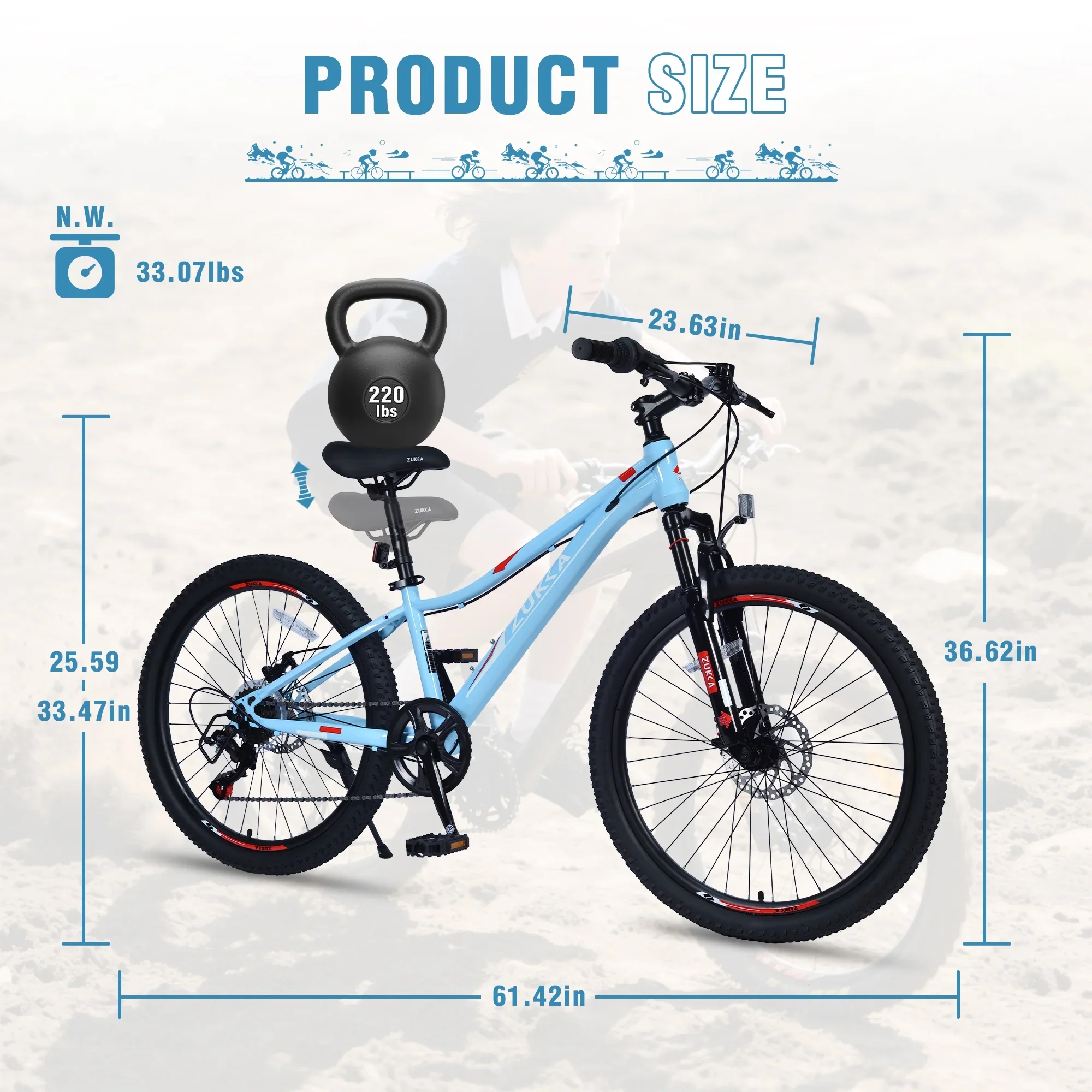 24“/26 Mountain Bike for Women - 21-Speed, Dual Disc Brakes, Front Suspension, All-Terrain Tires, 85% Pre-Assembled Carbon Steel Frame Bicycle