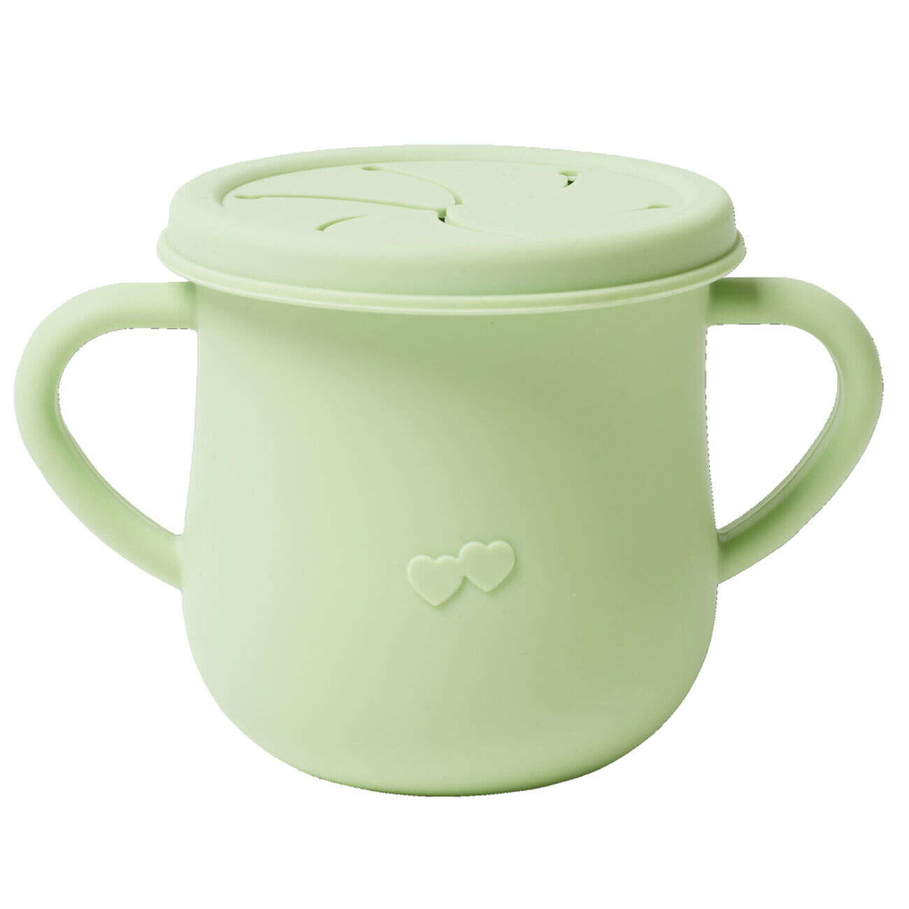 Verre tasse bébé d'apprentissage avec couvercle et anses en silicone H11cm