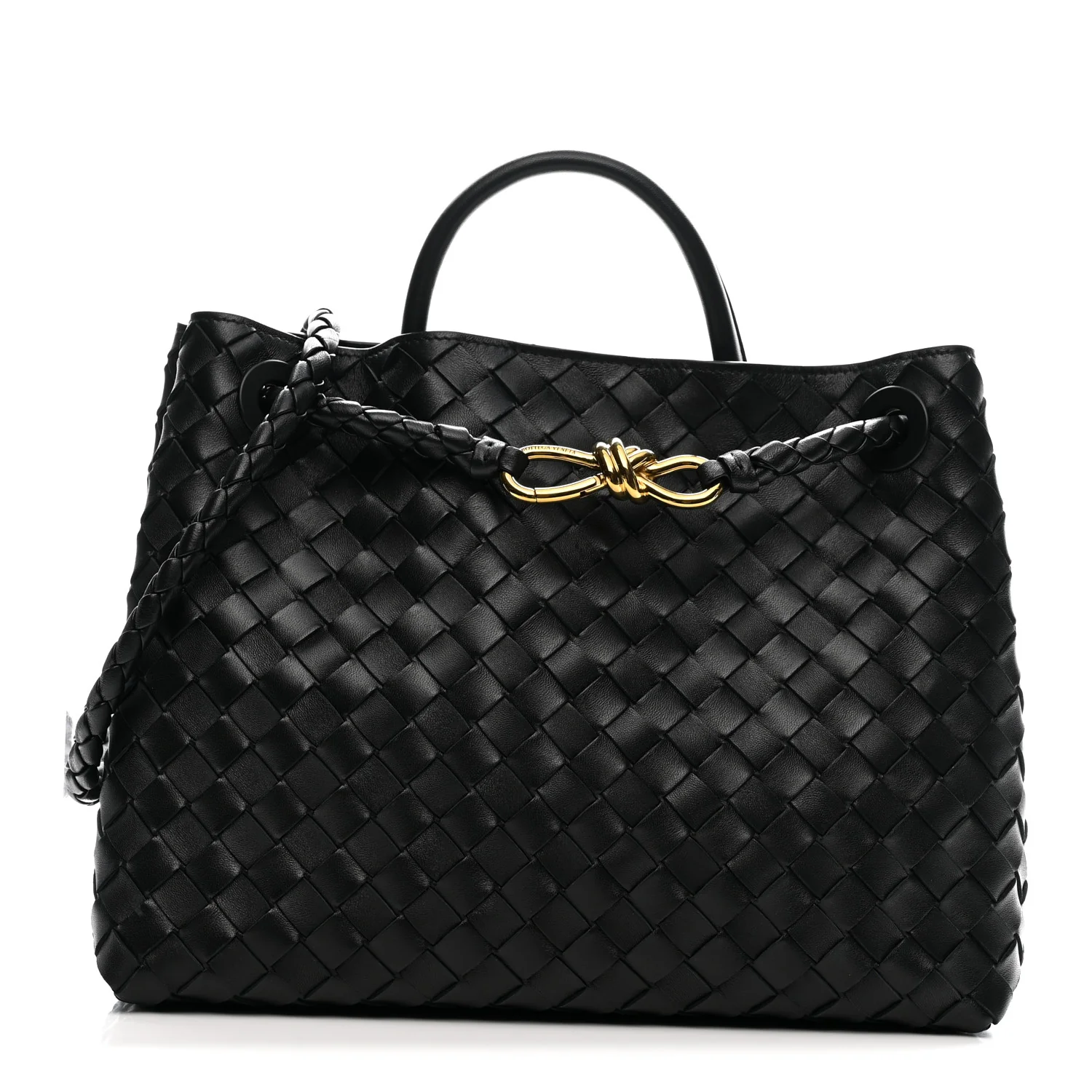 Nappa Intrecciato Medium Andiamo Shoulder Bag Black