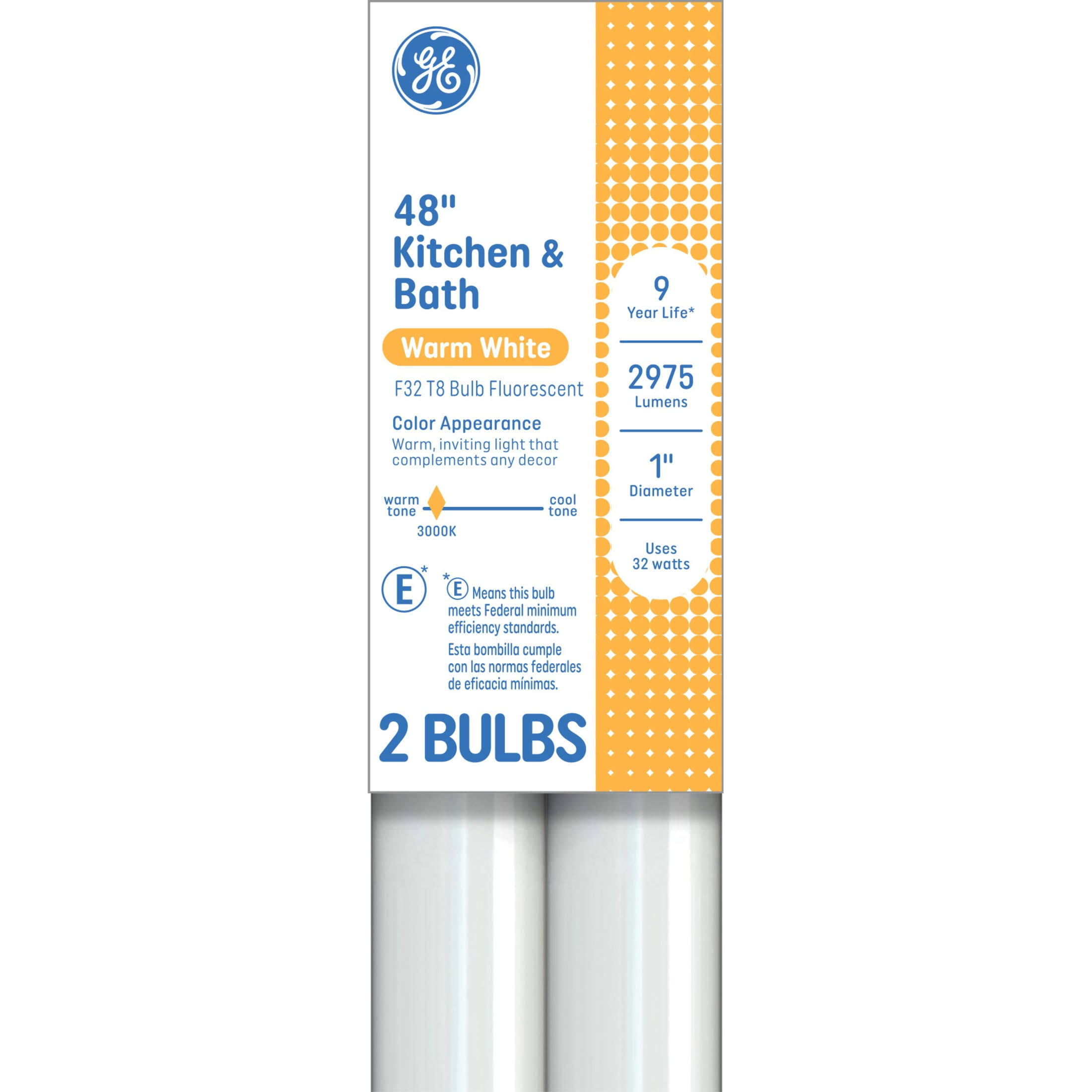 GE 32W T8 Kitchen & Bath Bulb - 2 Pk.