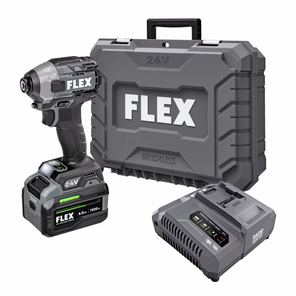 Flex 1/4 Quick Eject Hex Impact Driver Kit w/ Multi Mode Stacked Lithium Batte