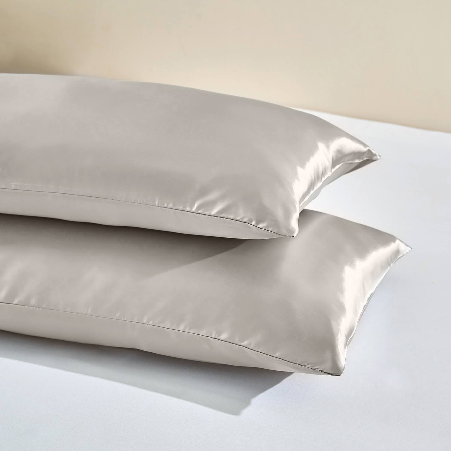 2 Pack Satin Pillowcase Silky Pillow Cases Set - Queen - Silver Grey