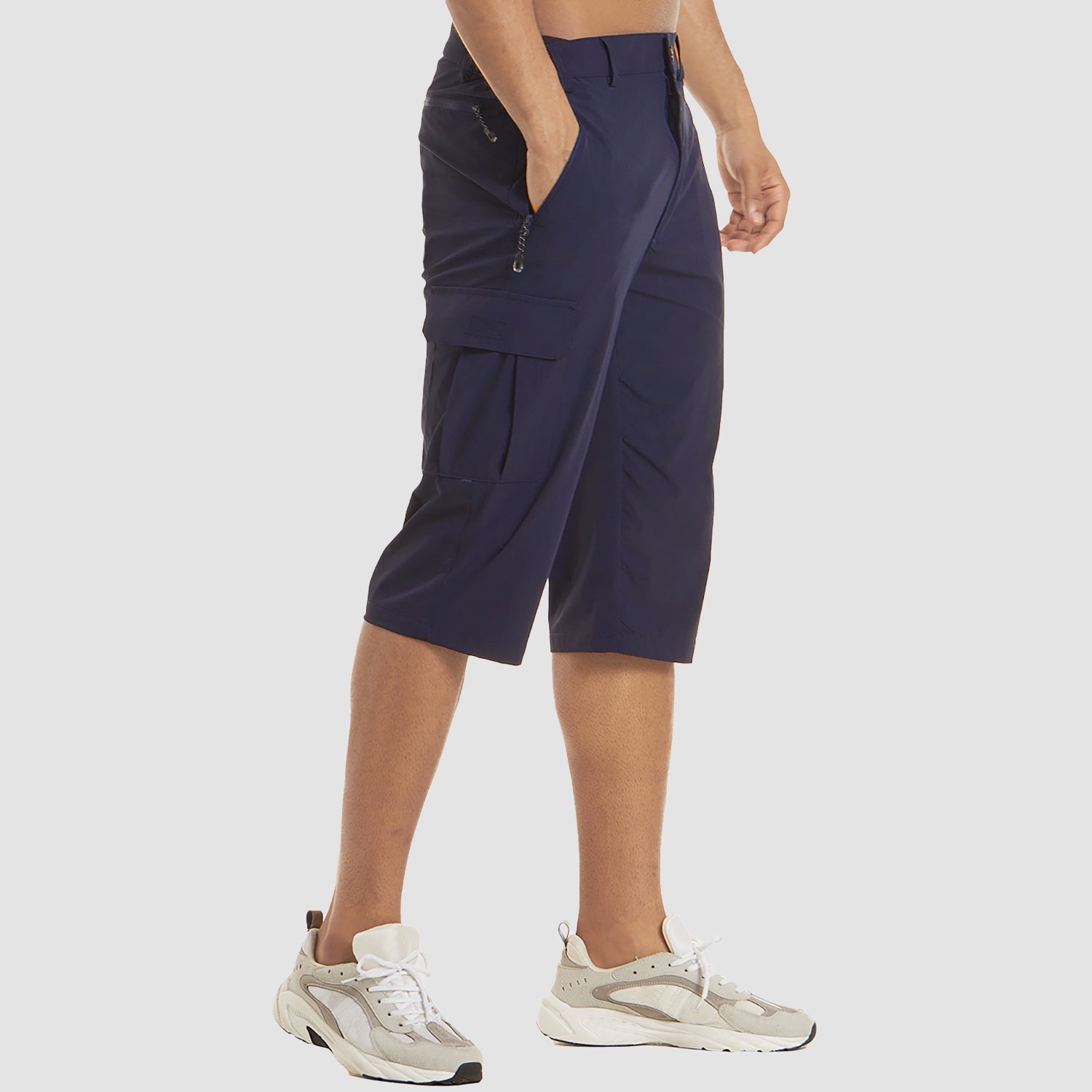 Short cargo léger et fin à séchage rapide pour homme, longueur genou.