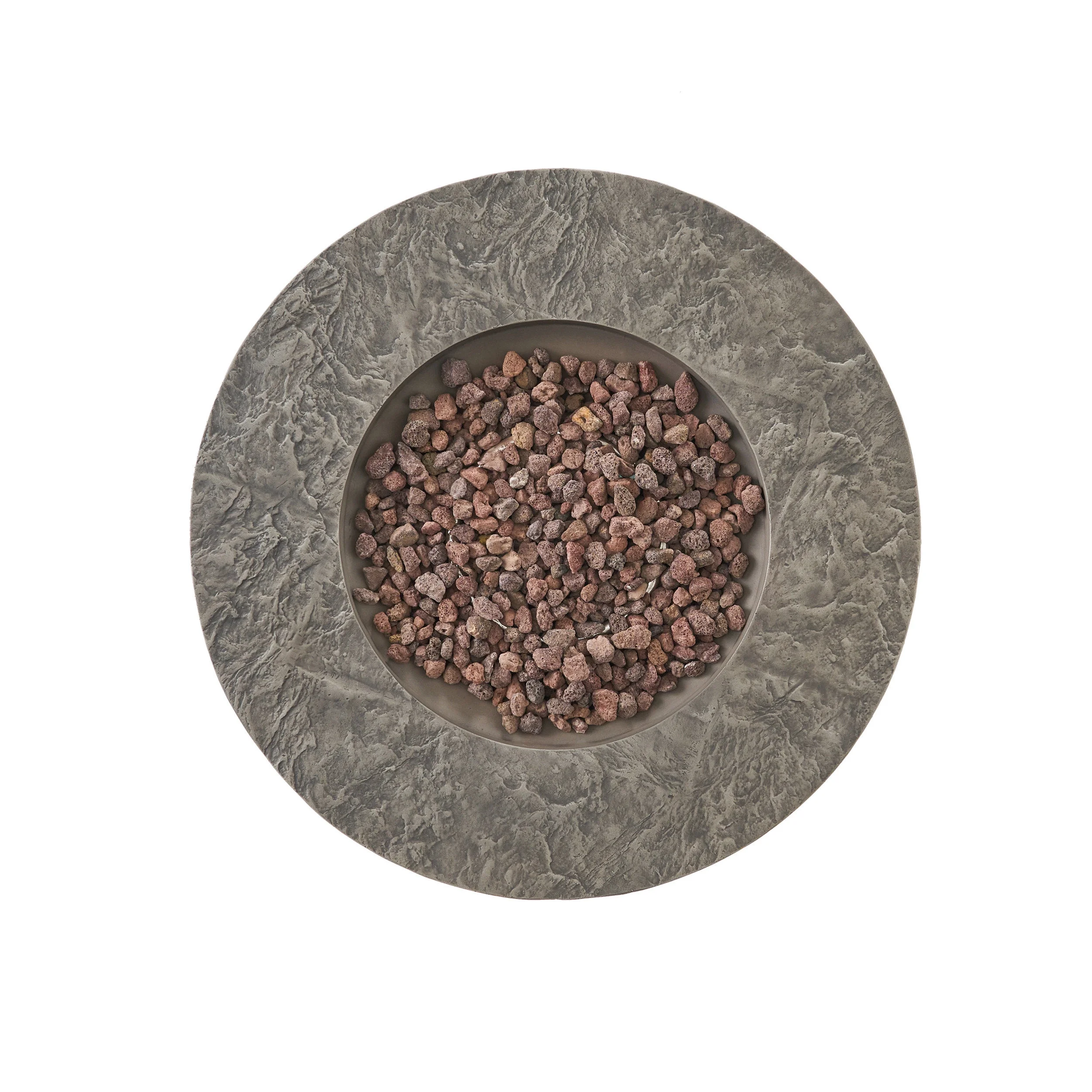 Awalua 32" Circular MGO Fire Pit Withnbsp;Grey Top - 40,000 BTU, Natural Stone