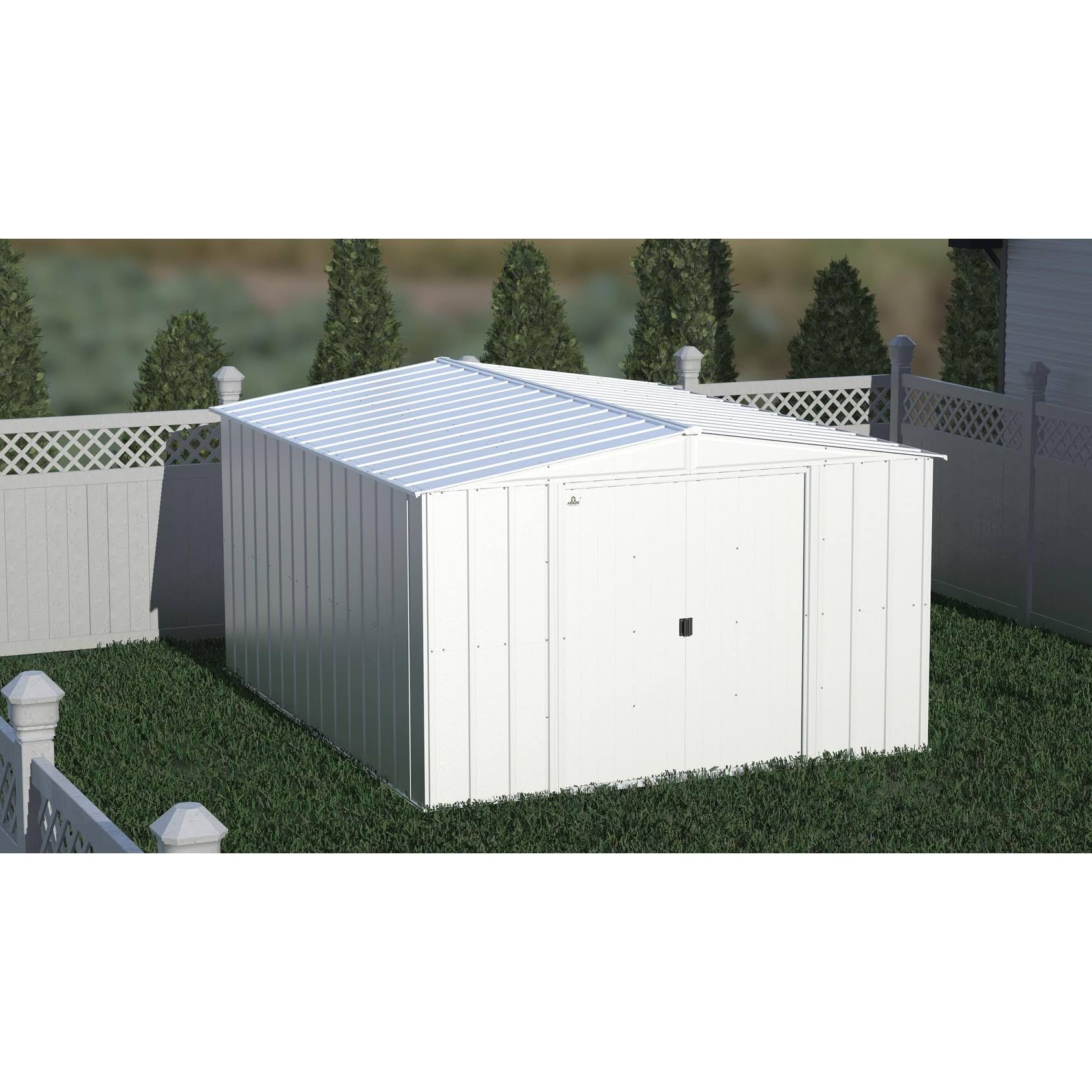 Arrow 10 ft. x 12 ft. Classic Steel Storage Shed, Flute Grey