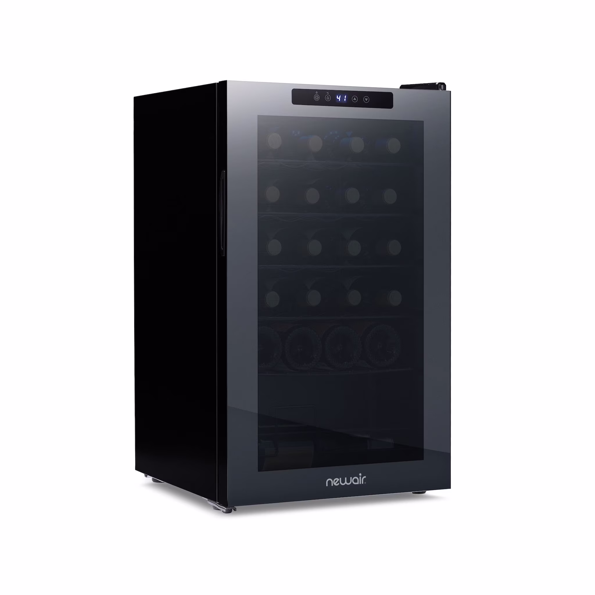 Newair Shadow Series Wine Cooler Refrigerator 24 Bottle, Freestanding Mirrored Wine Fridge with Double - Layer Tempered Glass Door & Compressor Cooling for Reds, Whites, and Sparkling Wine