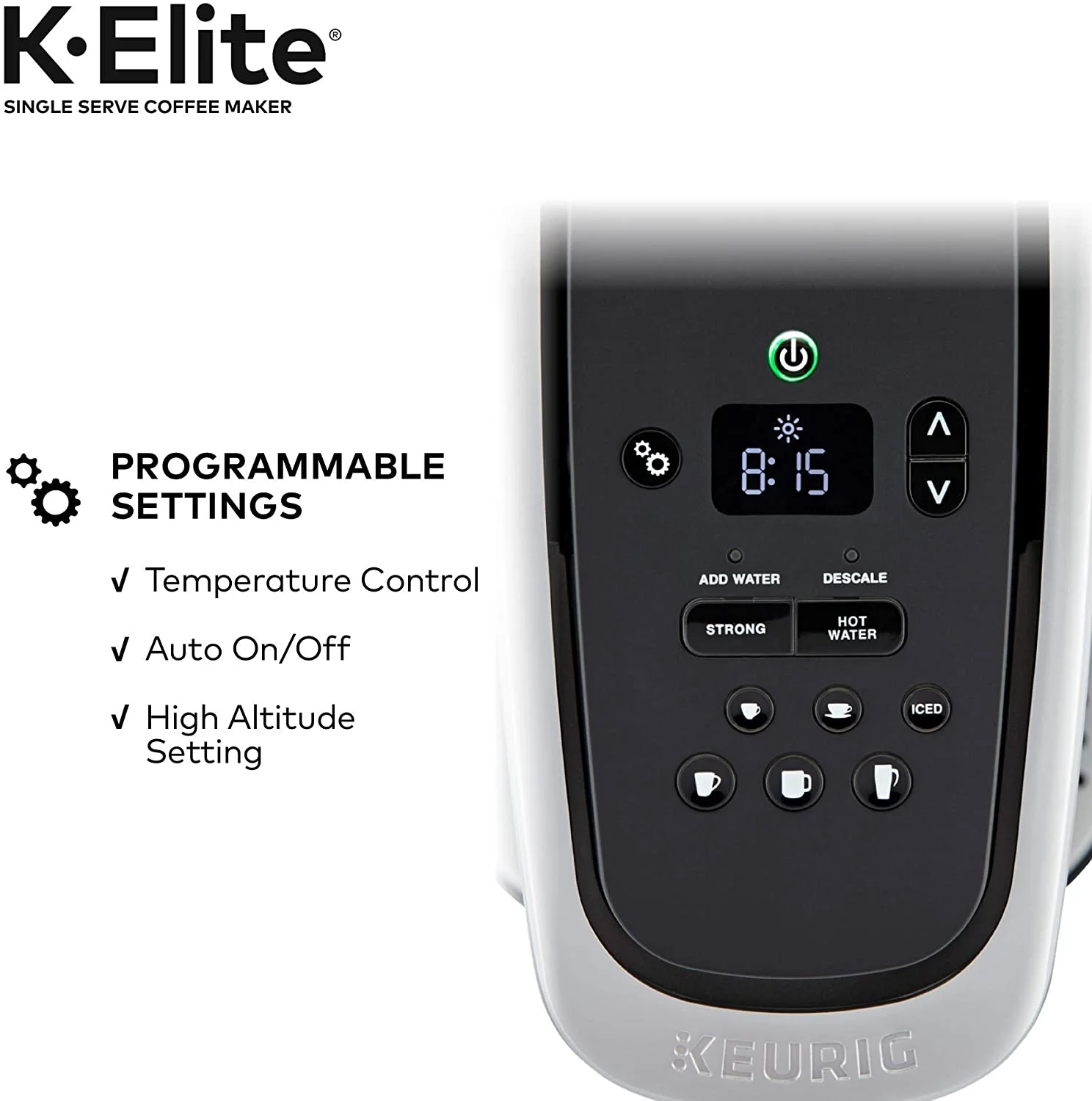 K-Elite Coffee Maker, Single Serve K-Cup Pod Coffee Brewer, With Iced Coffee Capability, Brushed Slate(Gray) - Image 10