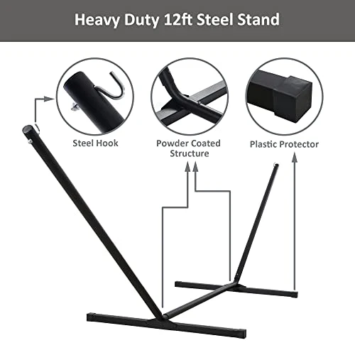 SUNCREAT Double Outdoor Hammock with Stand with Polyester Pad