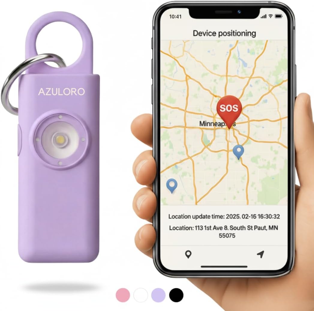 Personal Alarms for Women Loudest – Safety Keychain Self Defense – Personal Alarm Siren with SOS & Emergency Call – Keychain Alarm for Women – Gifts for Teenage Girls – Protection for Girls (Purple)