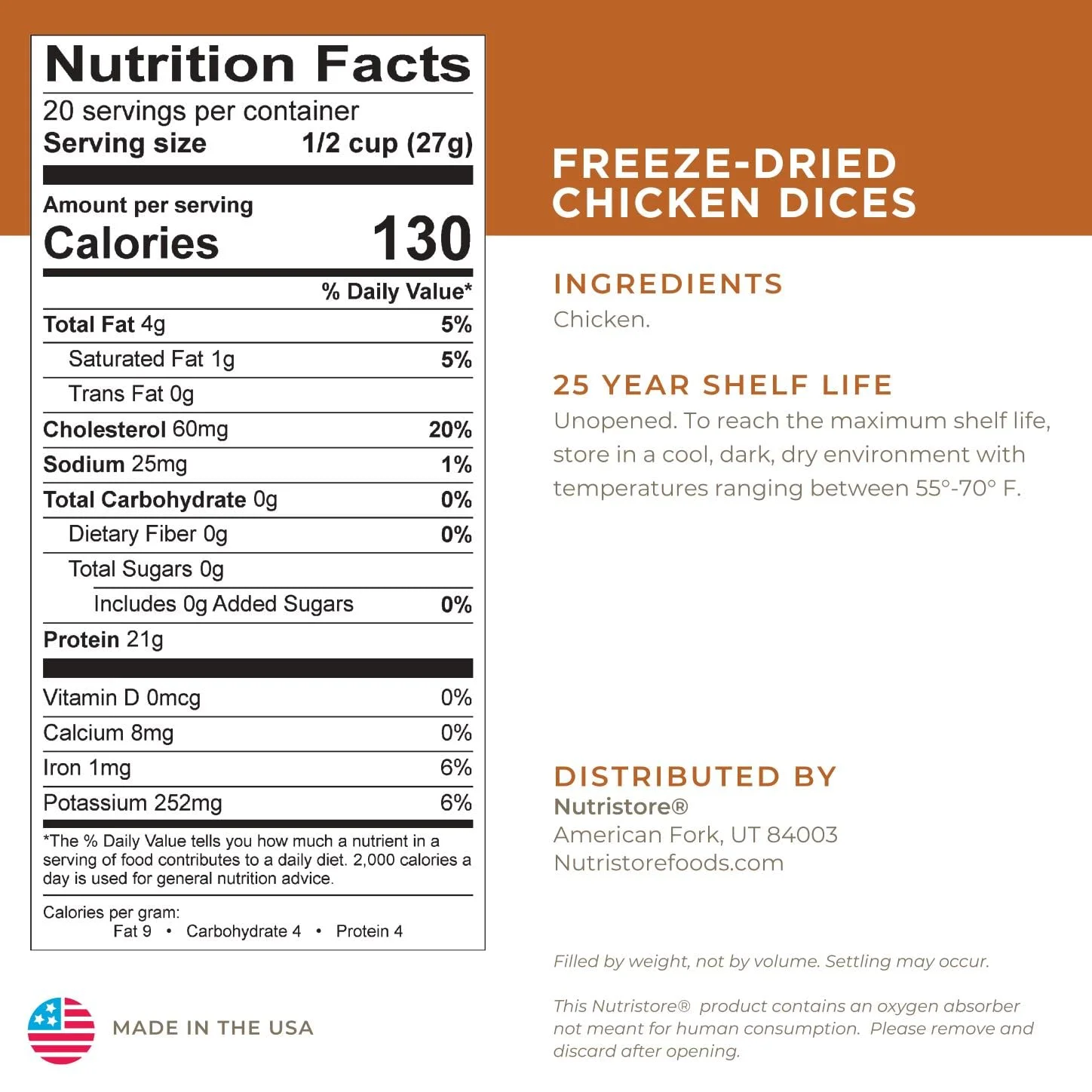 Freeze Dried Chicken, Emergency Survival Bulk Food Storage (Pack of 10) - Image 8