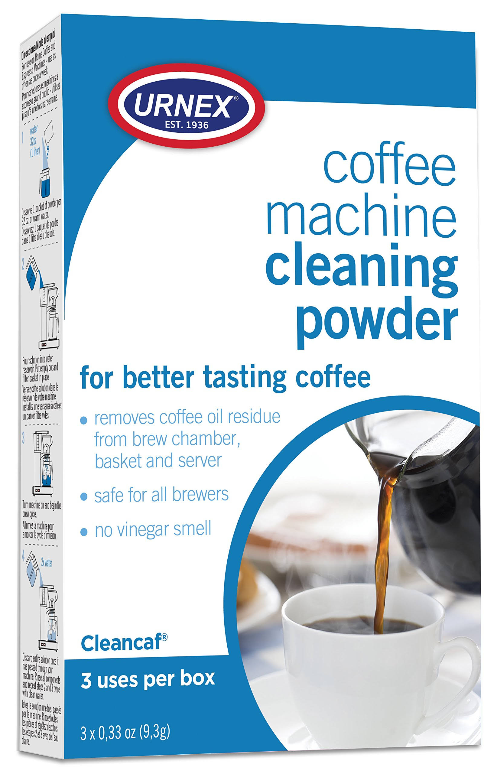 Urnex Coffee and Espresso Machine Descaling Powder, 1 oz Packets, 3/Box
