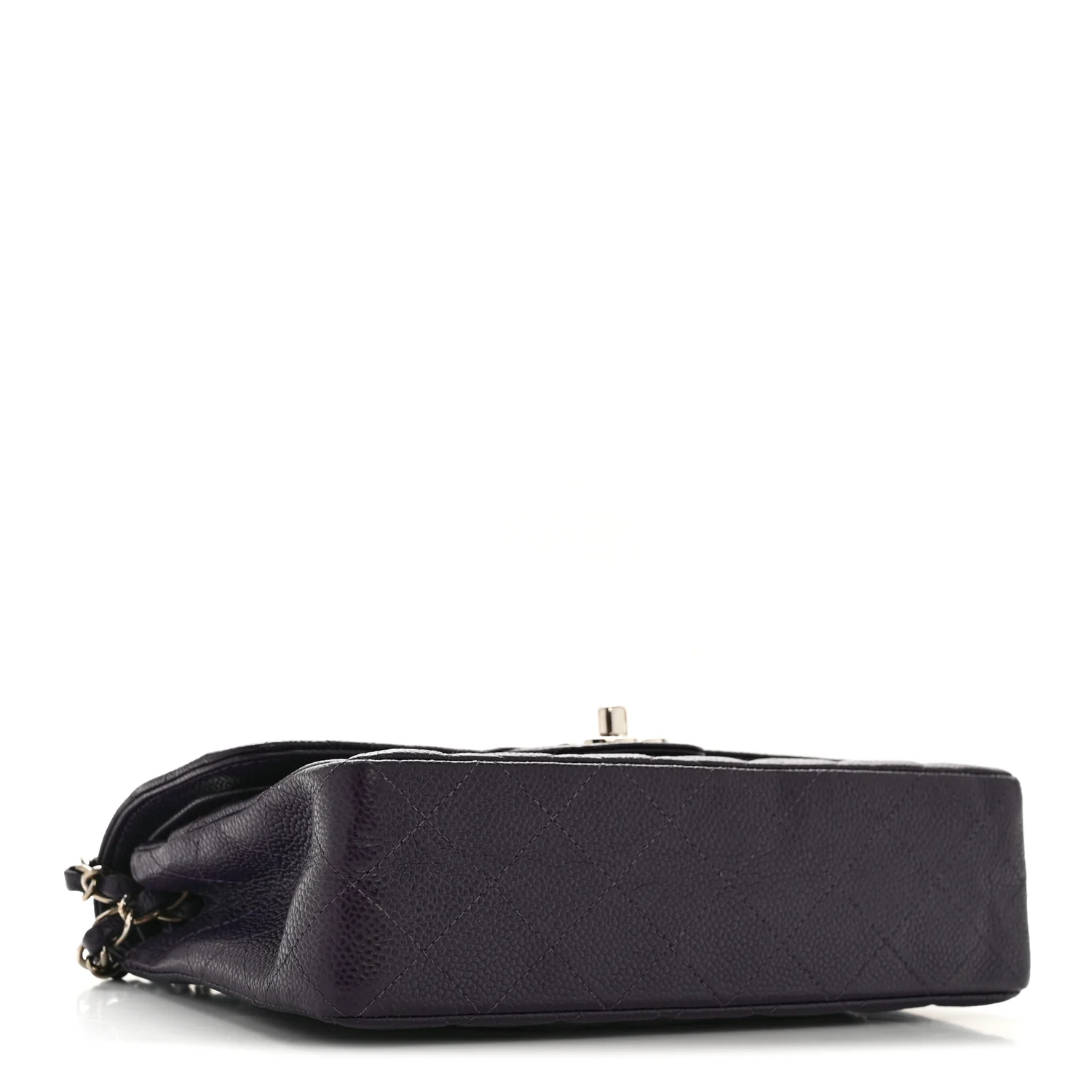 Caviar Quilted Small Double Flap Dark Purple