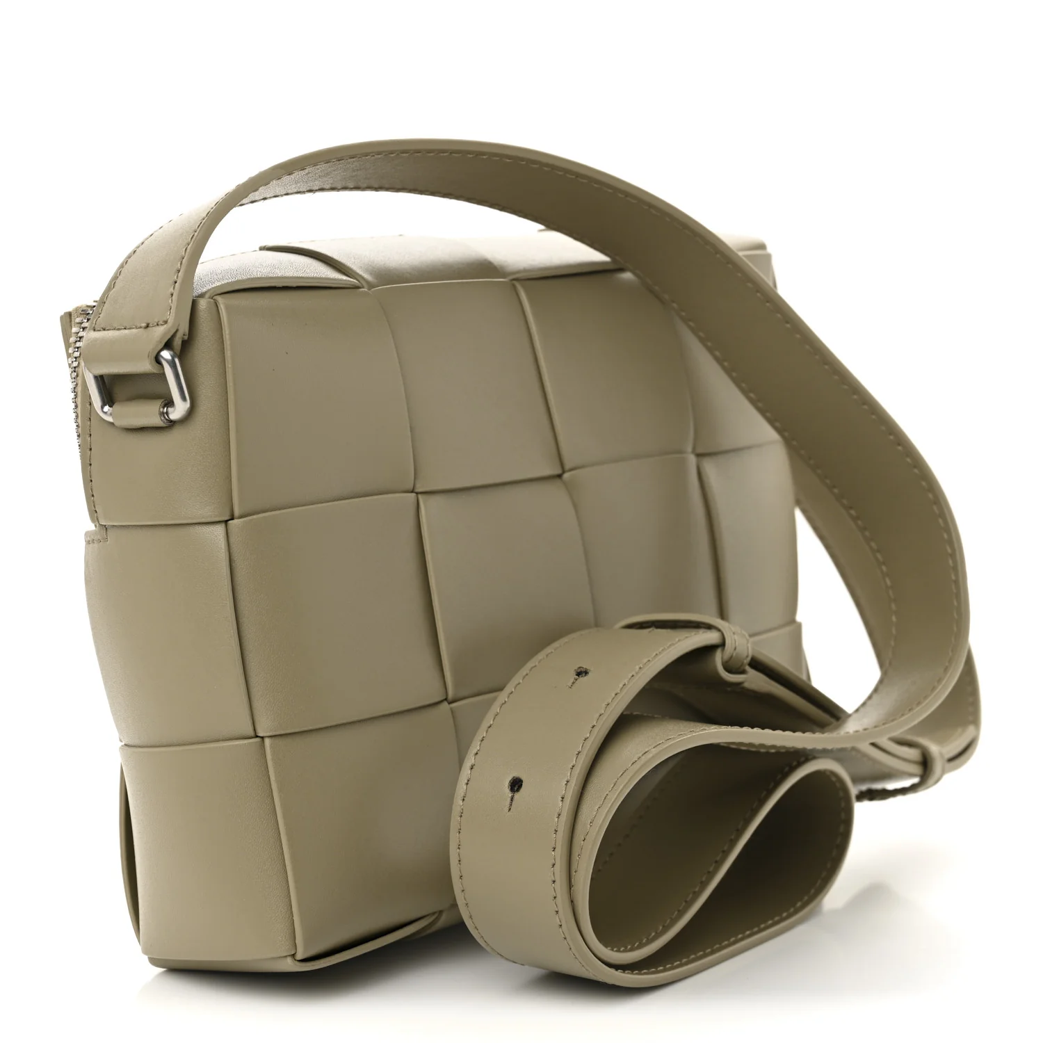Lambskin Maxi Intrecciato Cassette Camera Bag Travertine