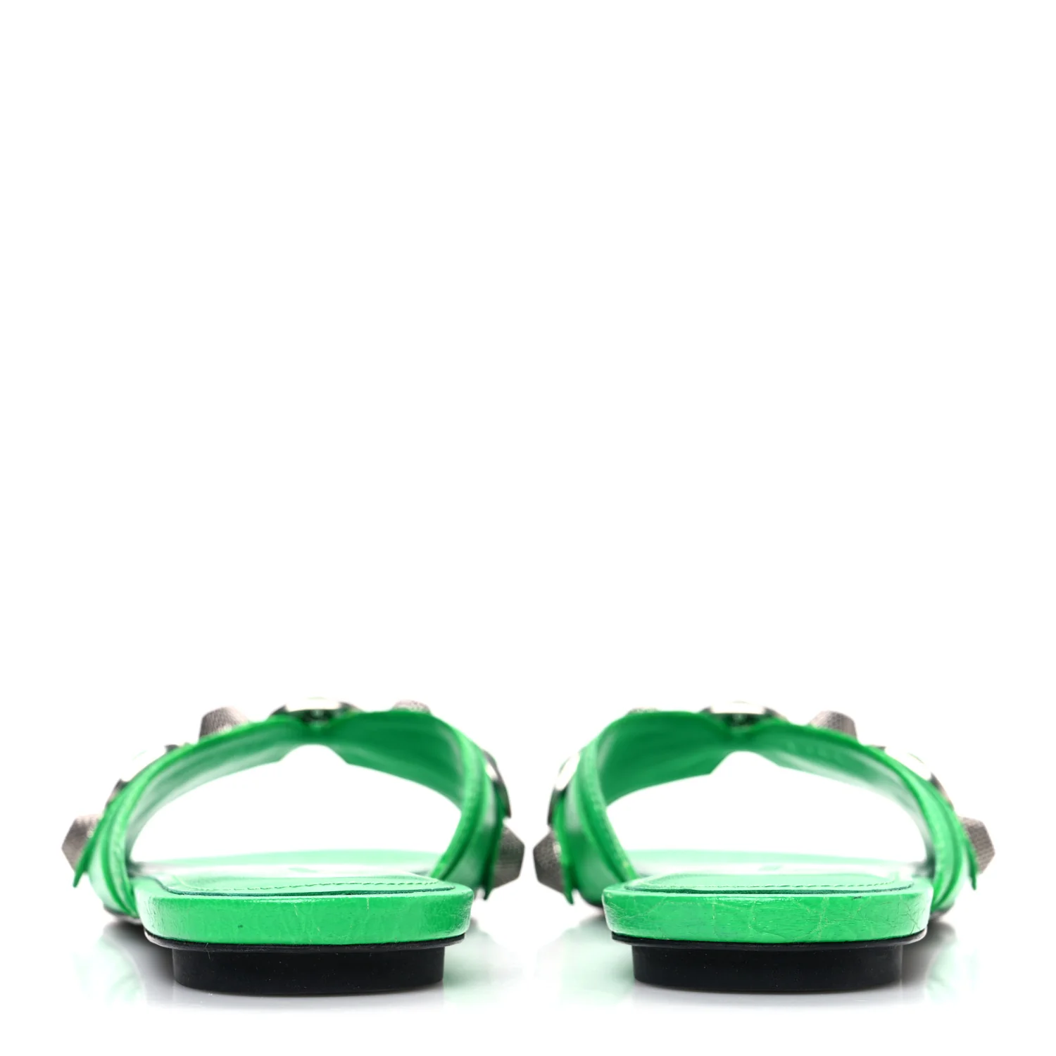 Agneau Arena Cagole Flat Slide Sandals 37 Vivid Green