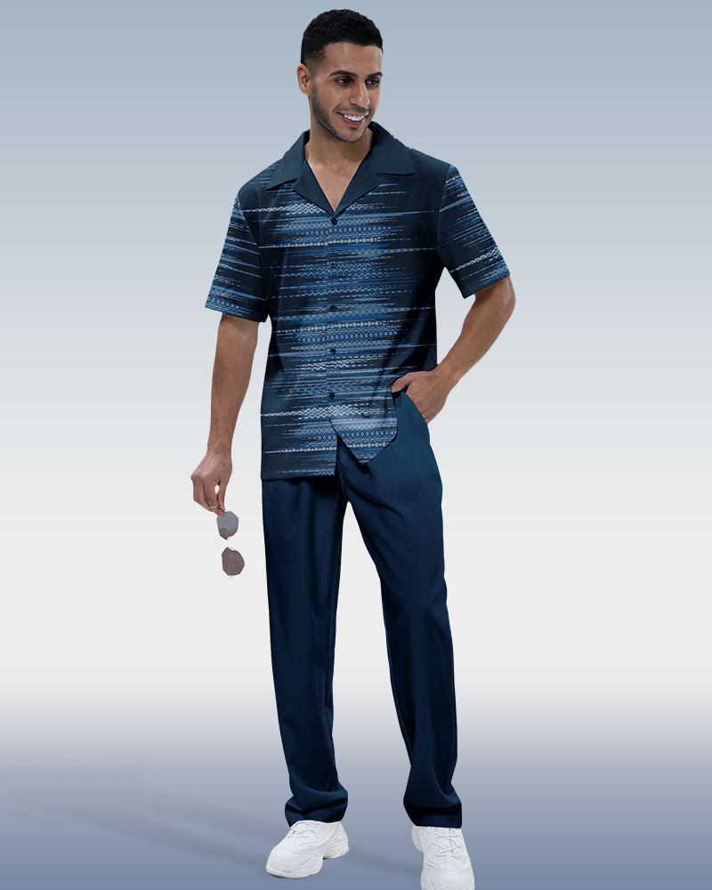 Costume de marche à manches courtes imprimé ombré pour homme Suitmens 211