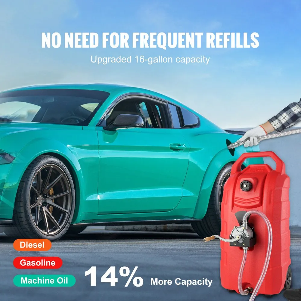 Réservoir de carburant portable de 16 gallons (60 litres), débit de 7,8 l/min.