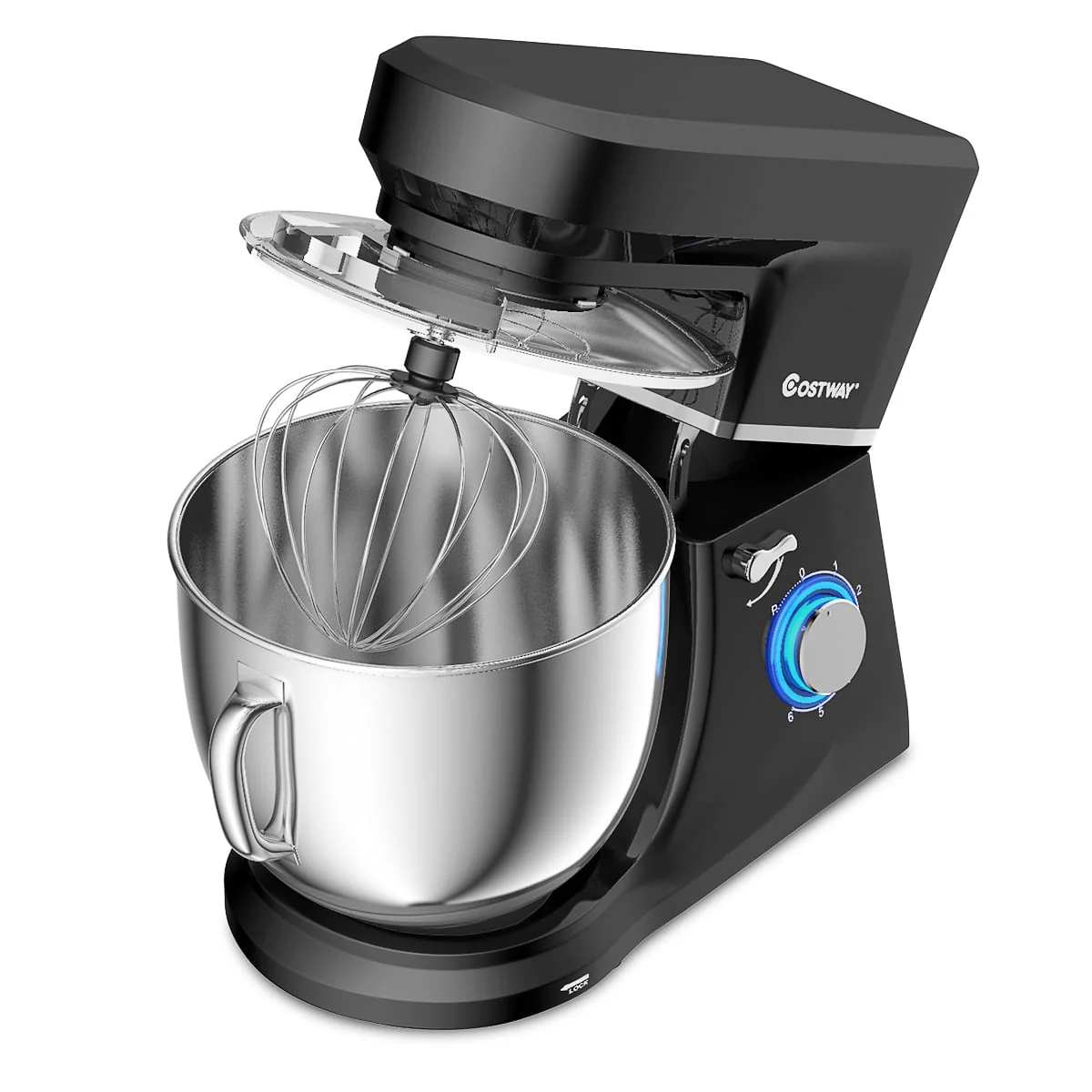 Costway Tilt - Head Stand Mixer 7.5 Qt 6 Speed 660W with Dough Hook, Whisk & Beater Black