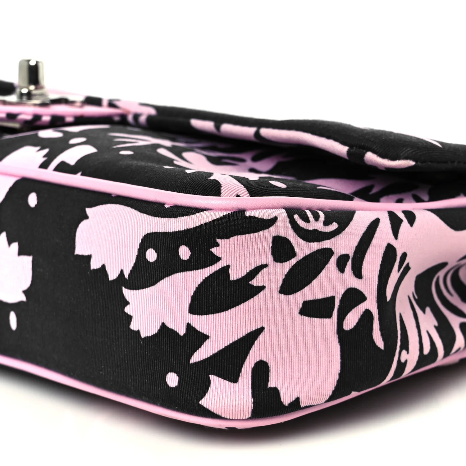 Printed Fabric East West Flap Black Pink