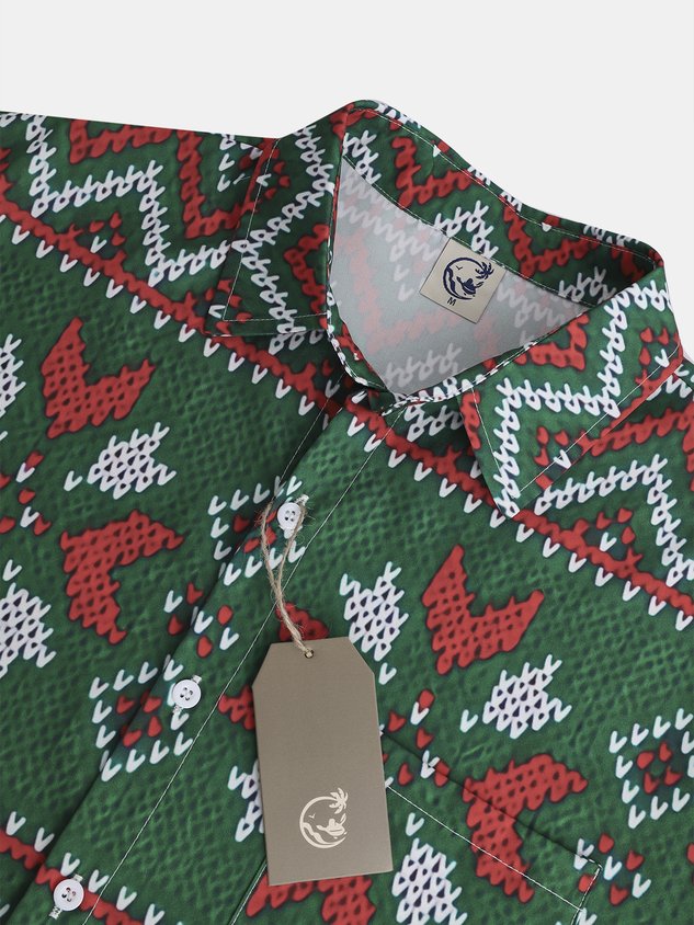 Chemise hawaïenne à manches courtes et poche poitrine de Noël