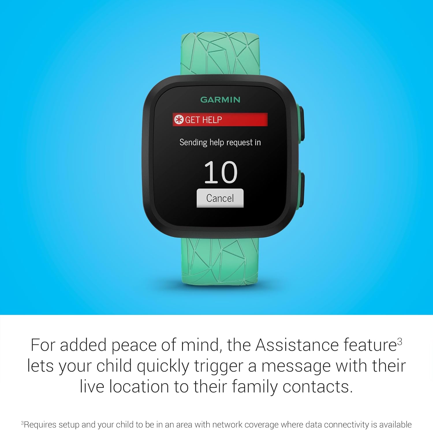 Garmin Bounce™  Kids Smartwatch  Two-Way Text and Voice Messaging  Location Tracking  Green Burst
