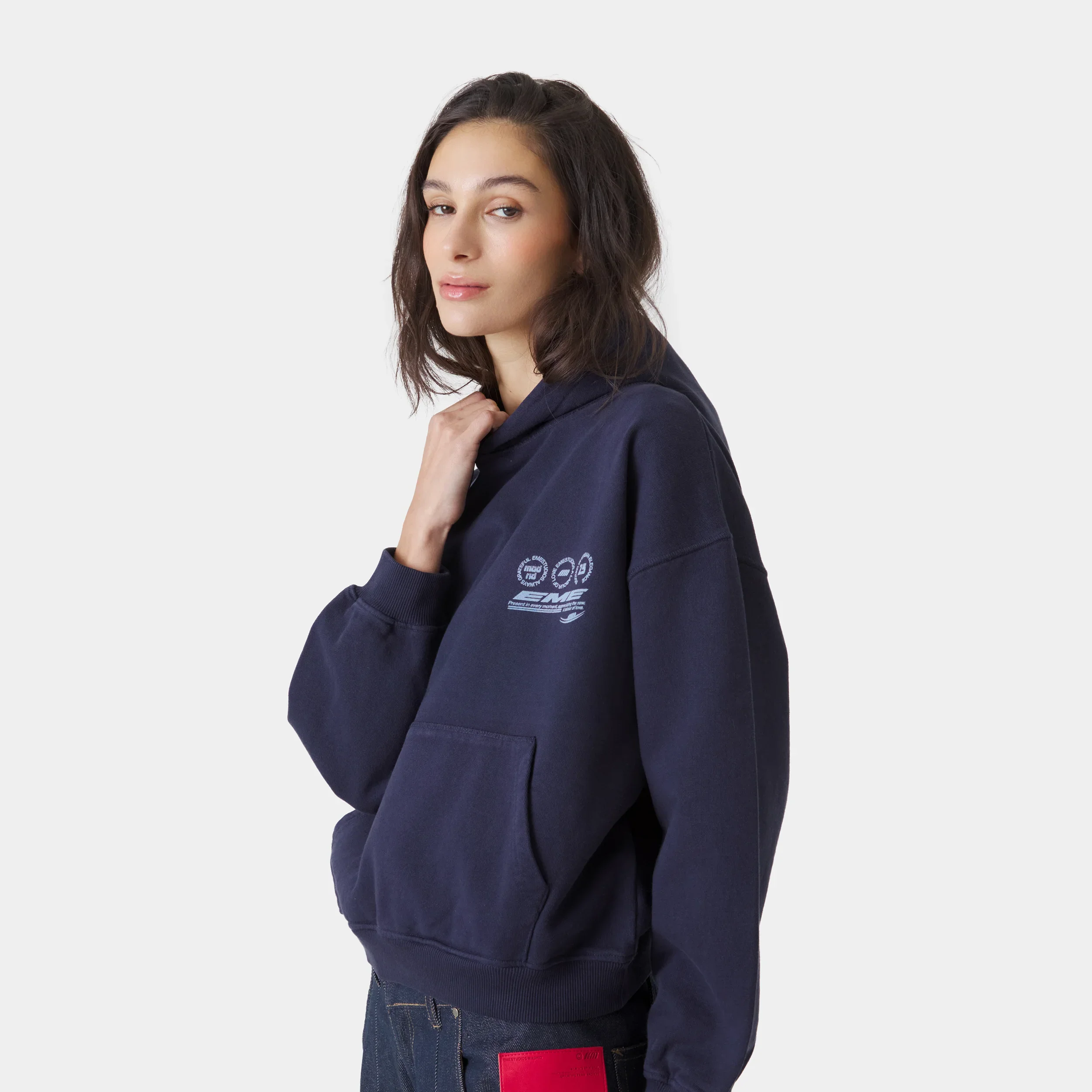 Stamp Navy Oversized Hoodie