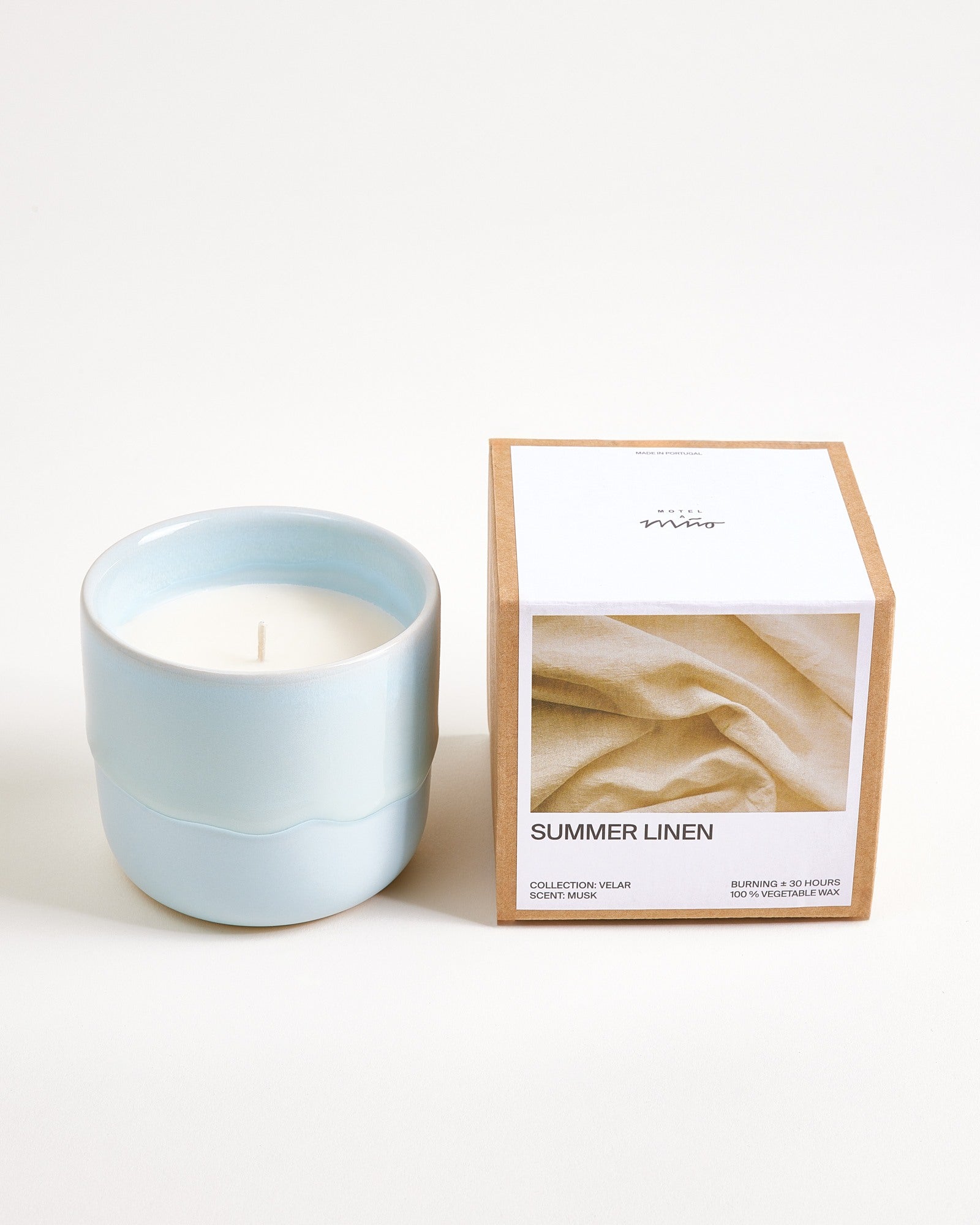 VELAR SCENTED CANDLE SUMMER LINEN LIGHT BLUE