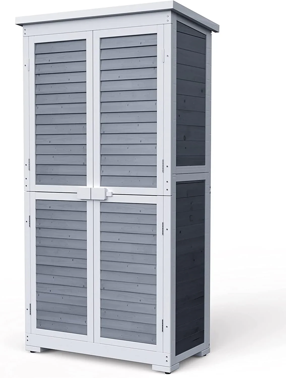 Lofka Outdoor Storage Cabinet Garden Shed w/ Asphalt Roof, Wooden, Natural