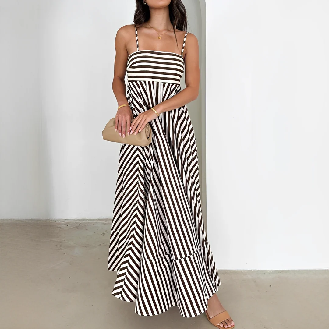 Lerra - Robe Longue Plissée Rayée